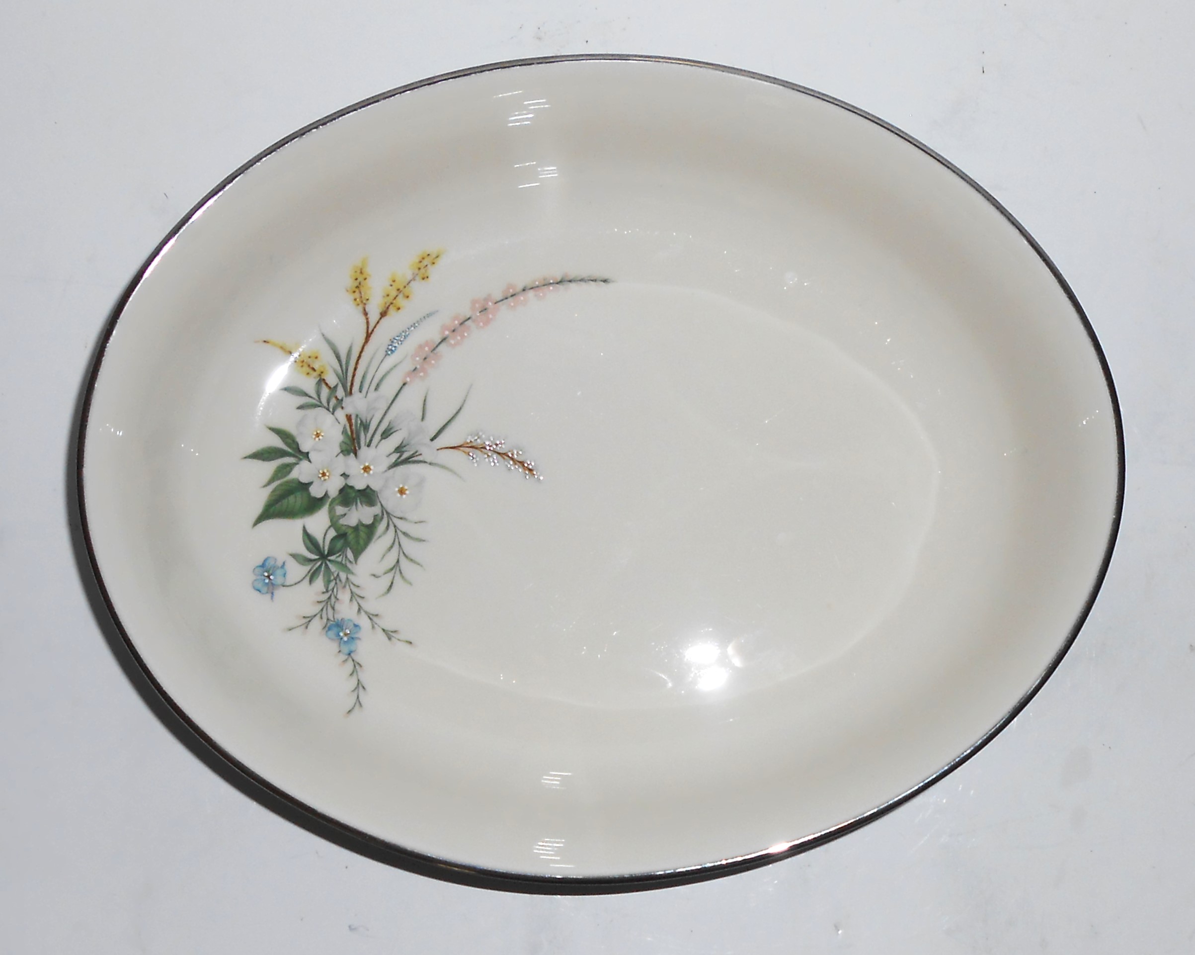 Flintridge China Platinum True Love Strata Blue Oval Ve