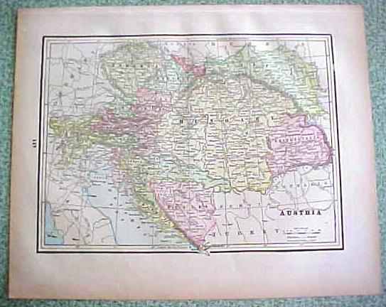 Antique Map Russia Austria 1894