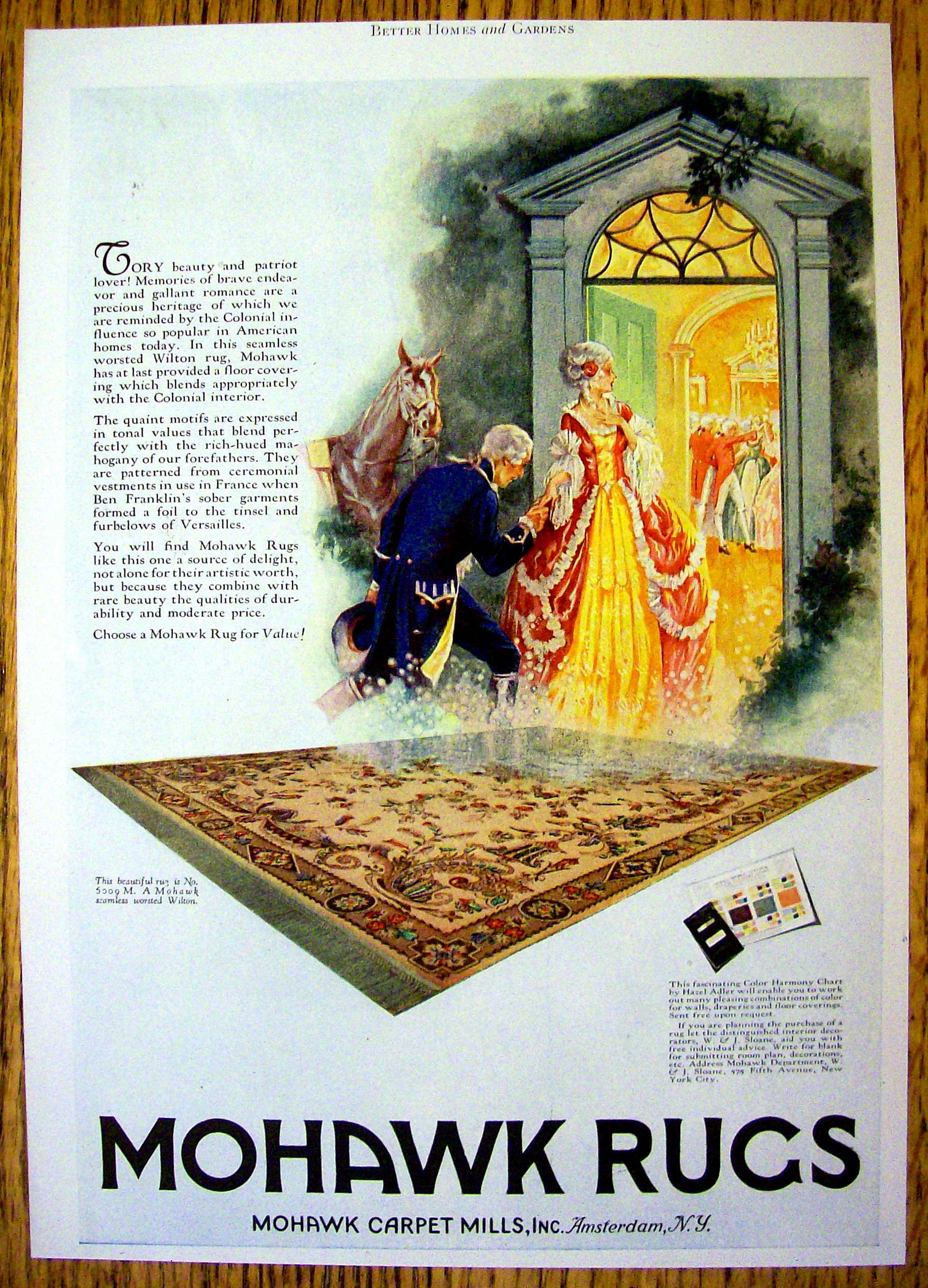 1927 Mohawk Rugs & Carpets with Colonial Couple