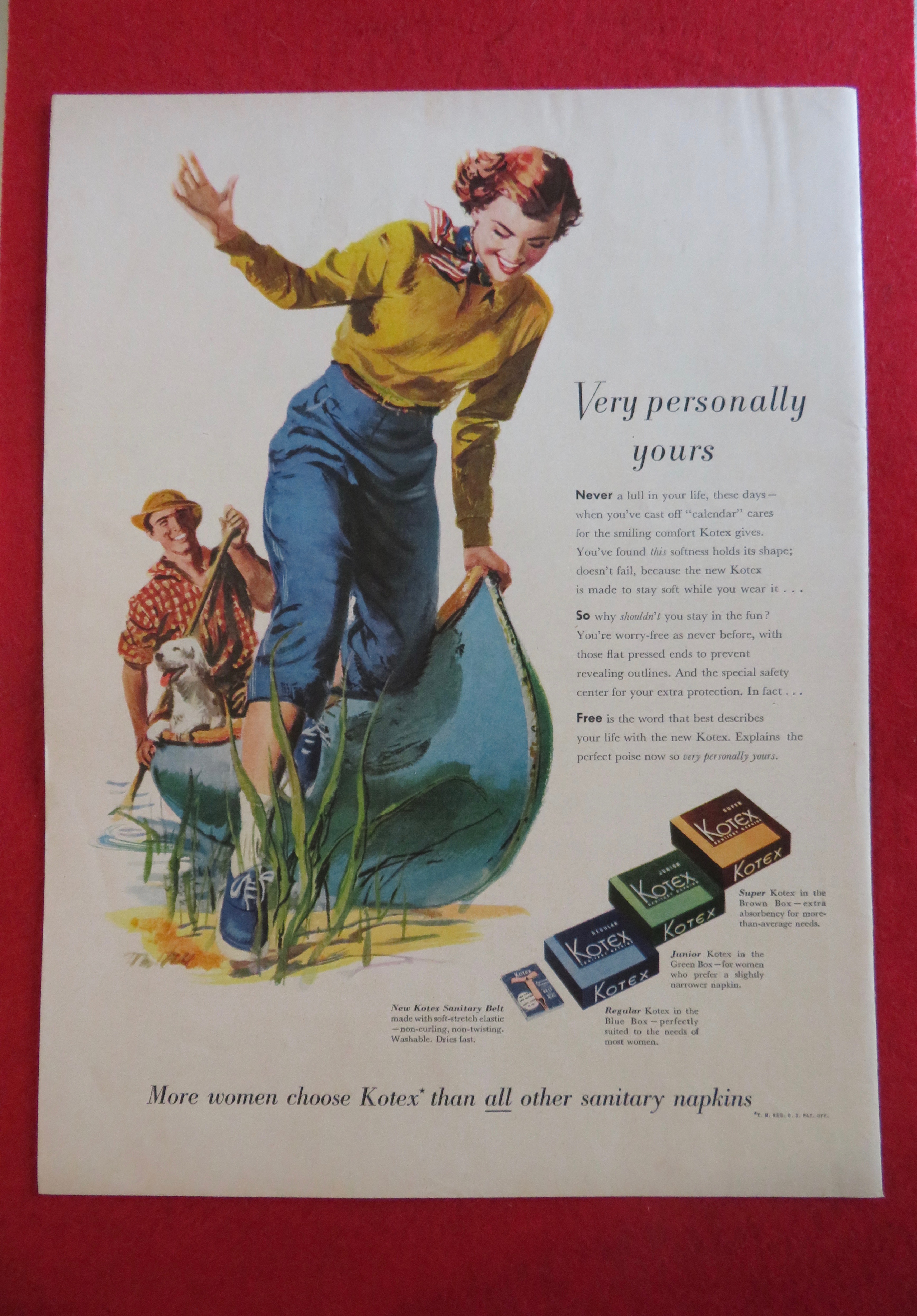 1951 Kotex Sanitary Napkins with Woman Swinging