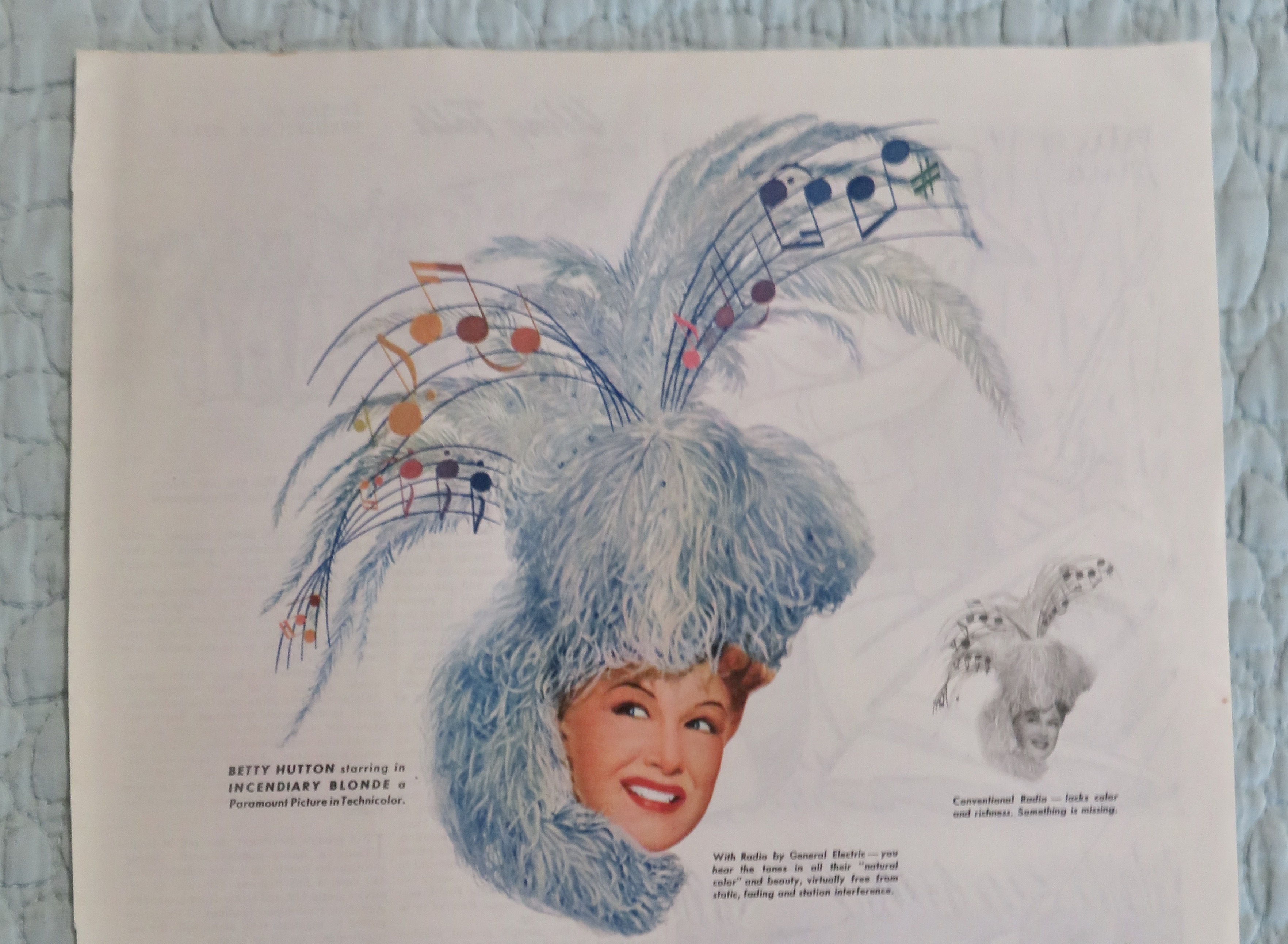 1945 General Electric Radio w/ Movie Star Betty Hutton