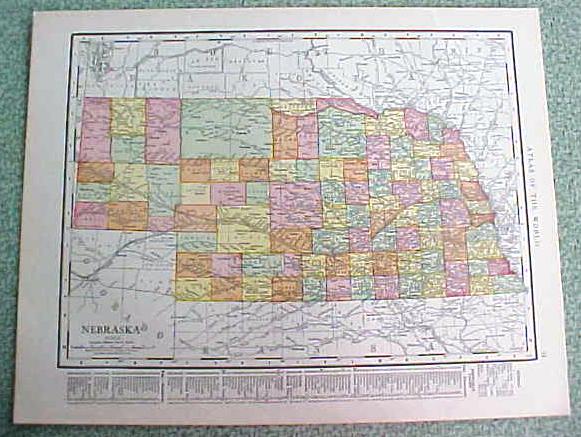 Antique Map Nebraska 1916 Rand McNally