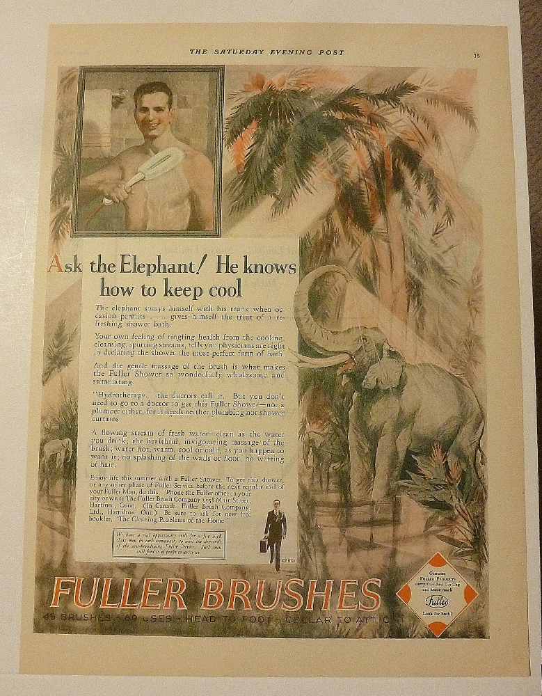 1928 Fuller Brushes With Elephant & Man Bathing