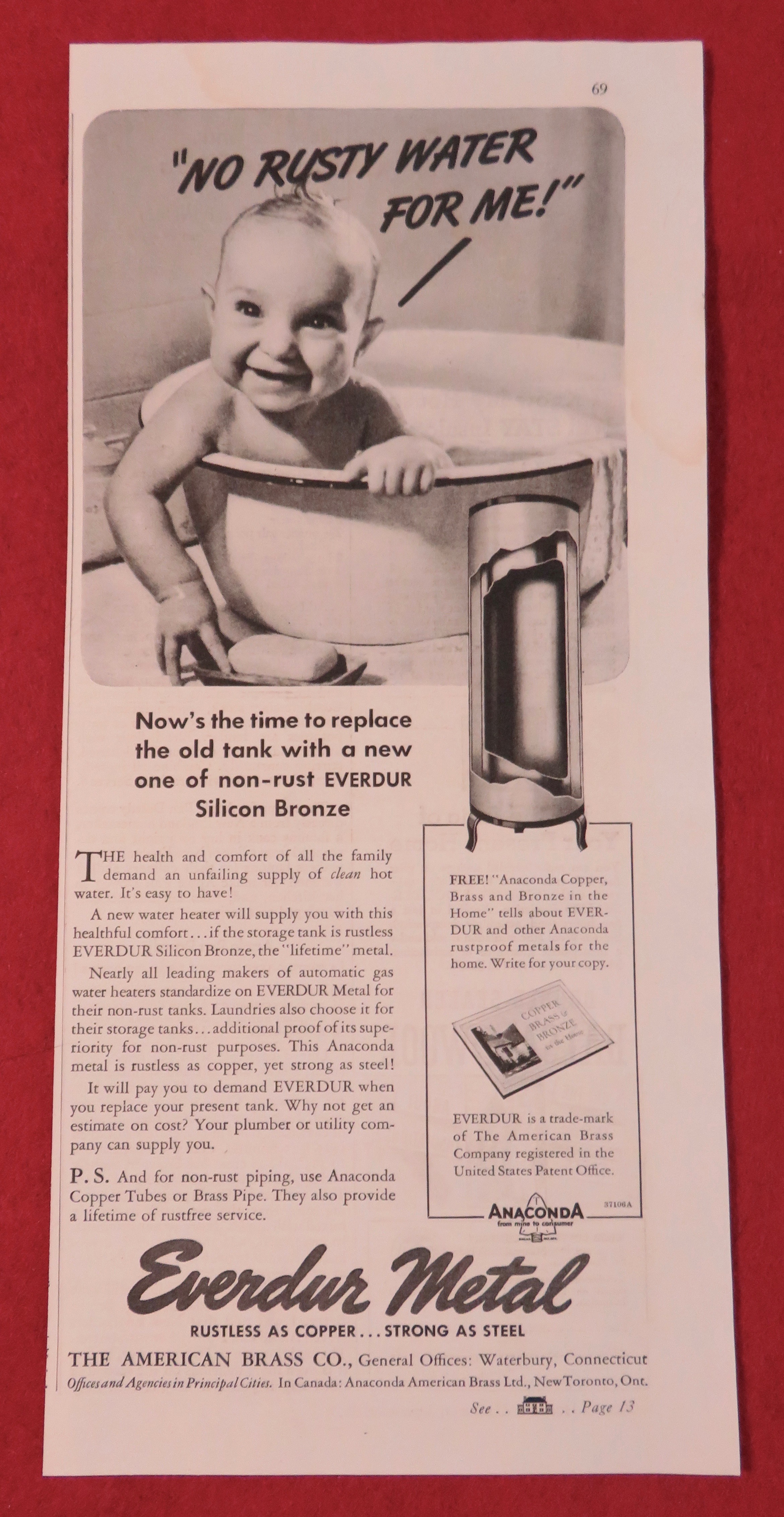 1937 Everdur Metal with Baby In A Metal Tub