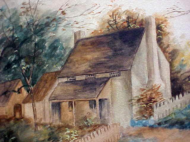 Cottage Watercolor Painting Country Road Framed