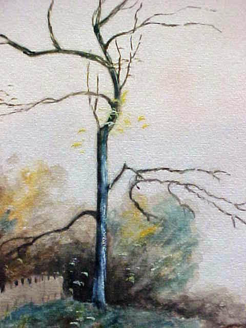 Cottage Watercolor Painting Country Road Framed