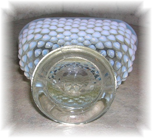 White  Hobnail Opalescent Glass Fan Vase