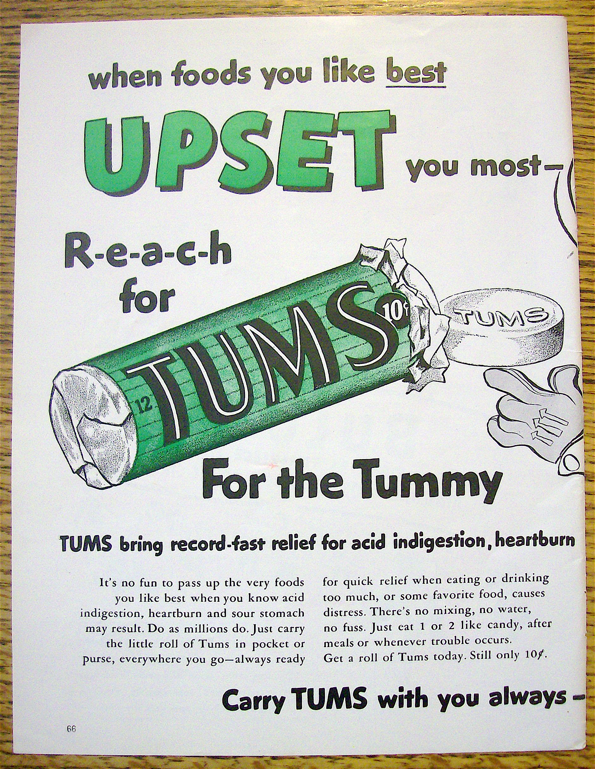 1953 Tums with The Circus Clown Standing On His Head