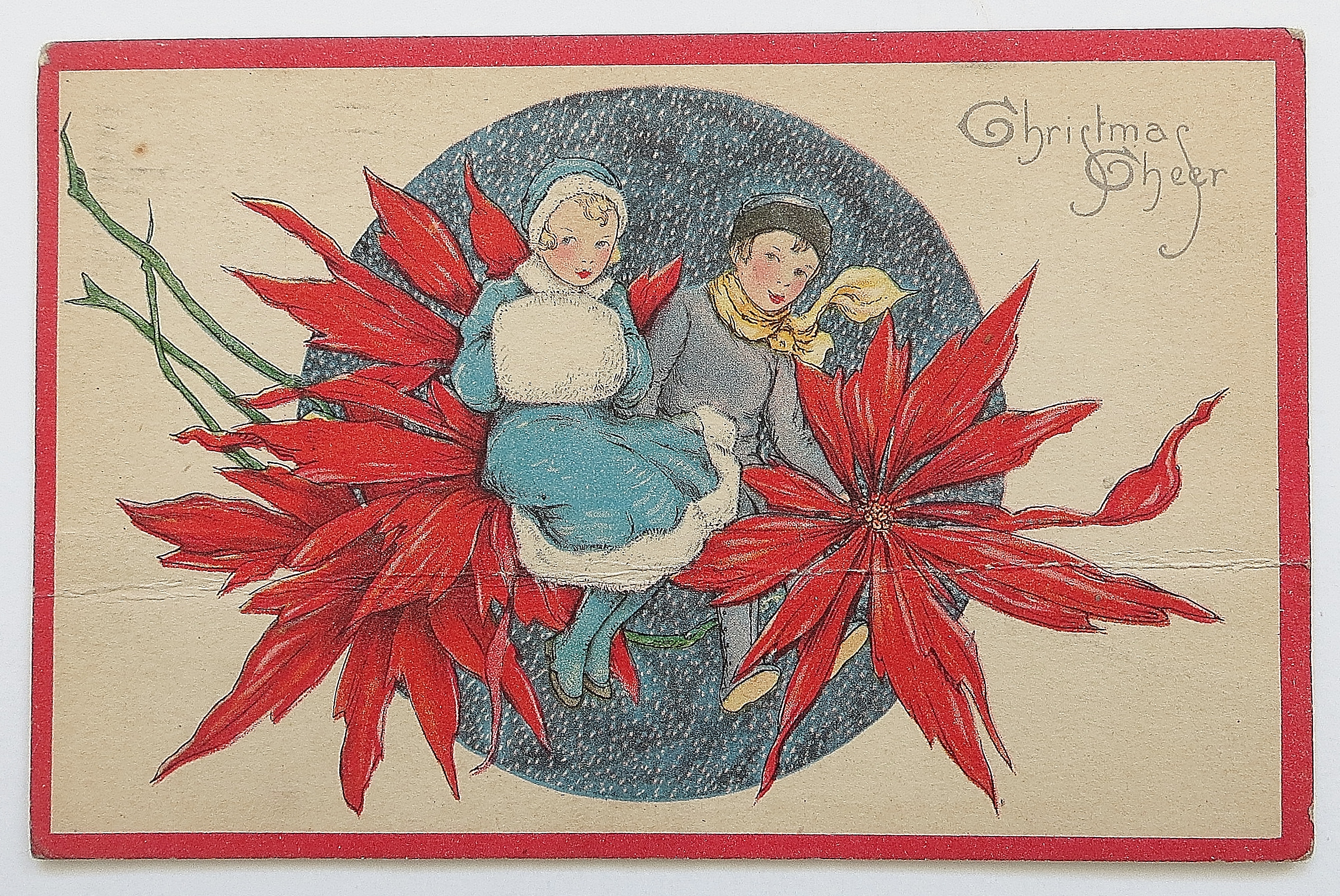 Christmas Cheer With Man & Woman Sitting On Flower