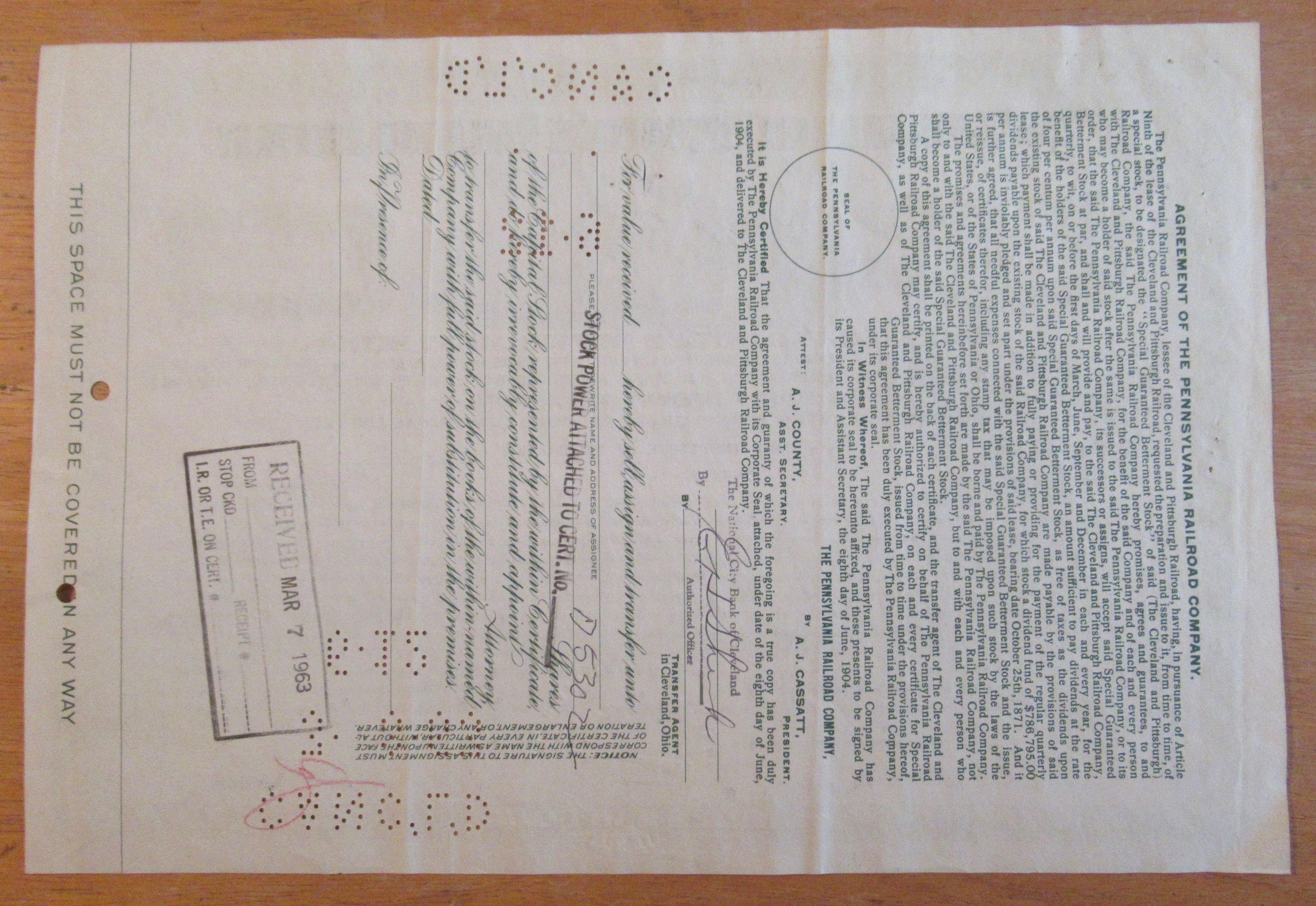 1961 Cleveland & Pittsburgh Railroad Co Stock