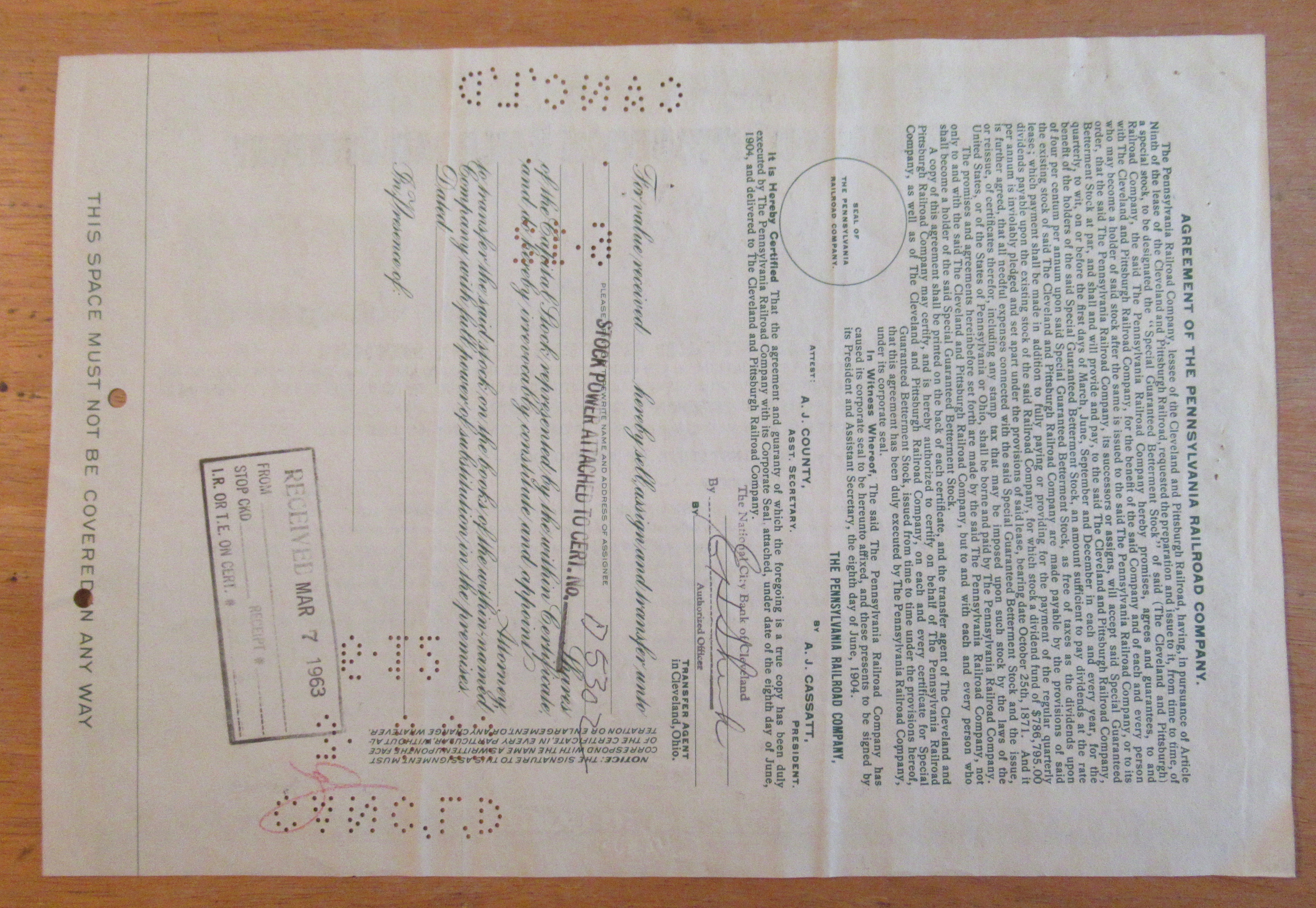 1961 Cleveland & Pittsburgh Railroad Co Stock