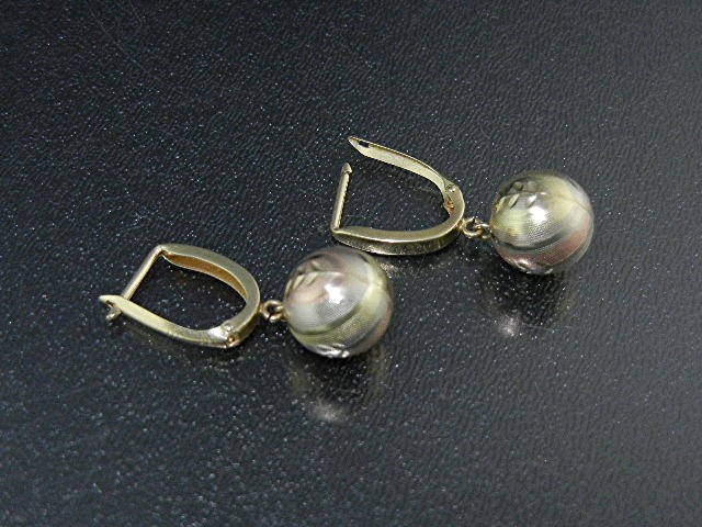 14K Gold Ball Huggie Earrings USA