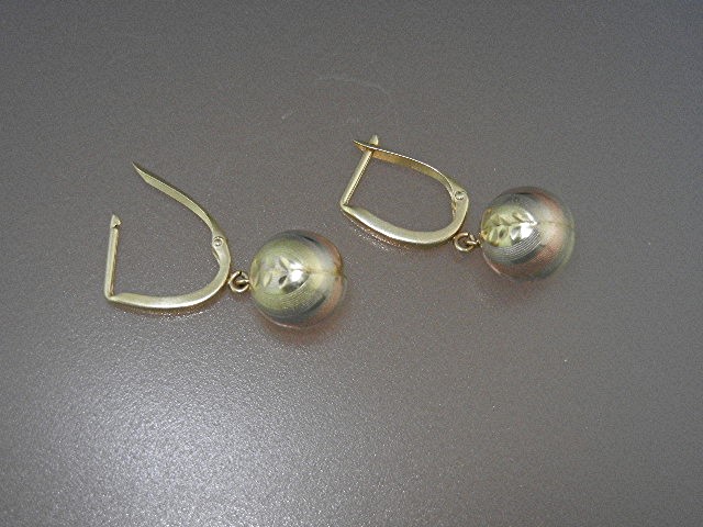 14K Gold Ball Huggie Earrings USA