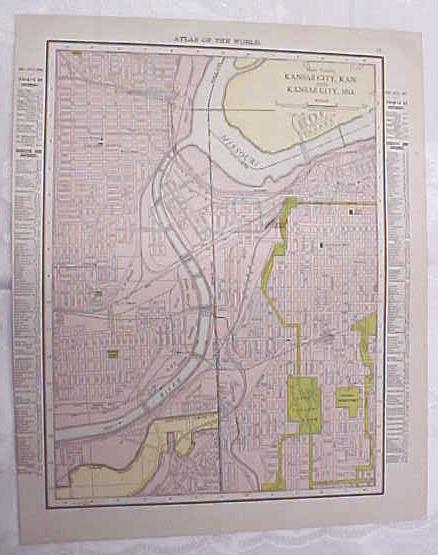 Antique Map Arkansas Kansas City Mo Kansas 1917 Rand