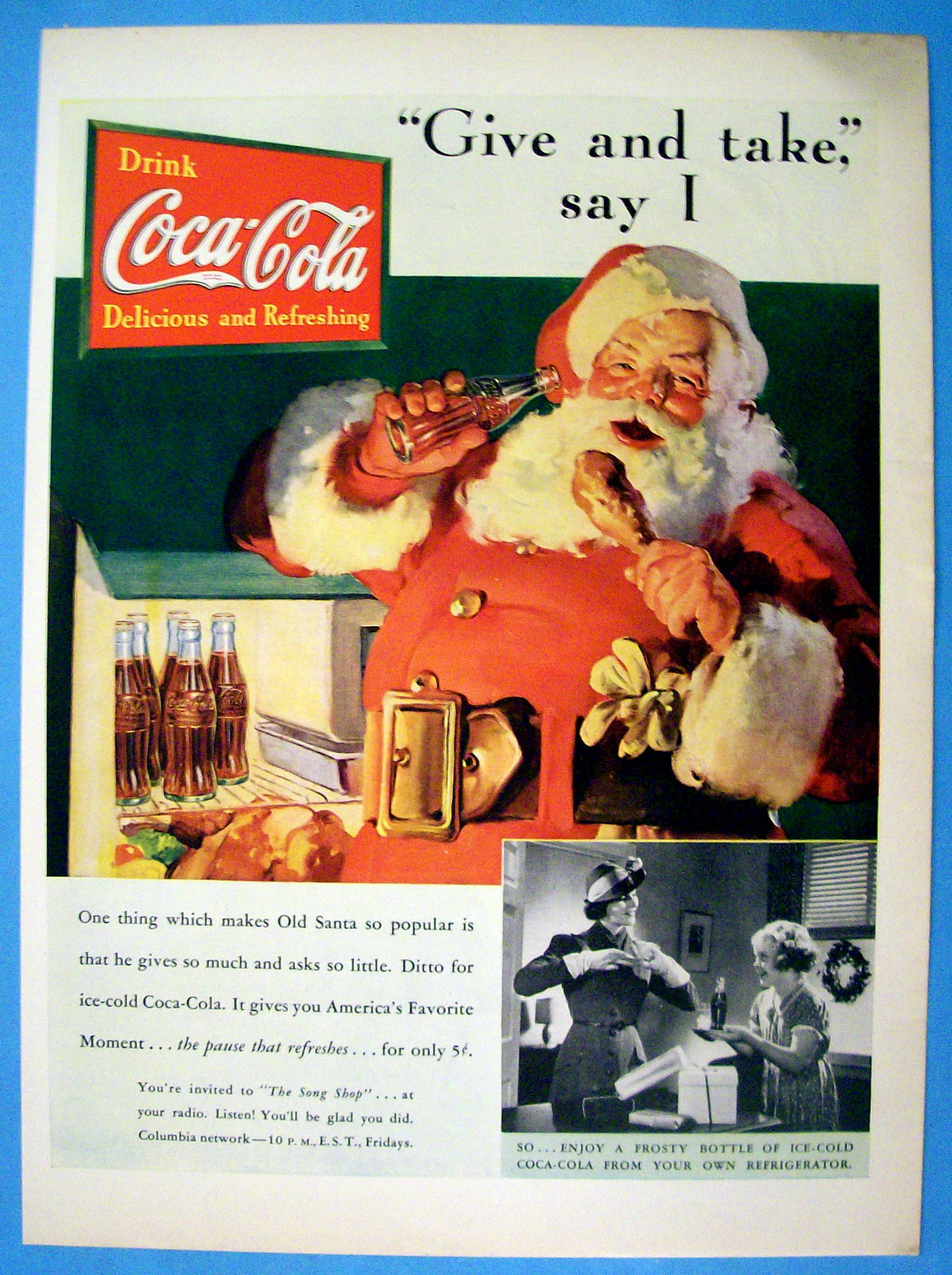 1937 Coca-Cola with Santa Claus with Chicken Leg