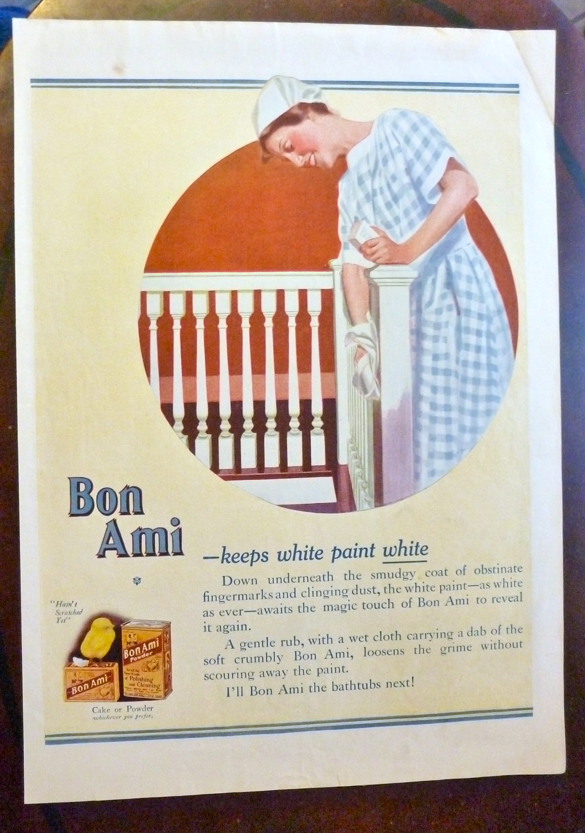 1921 Bon Ami with Woman Cleaning Railing