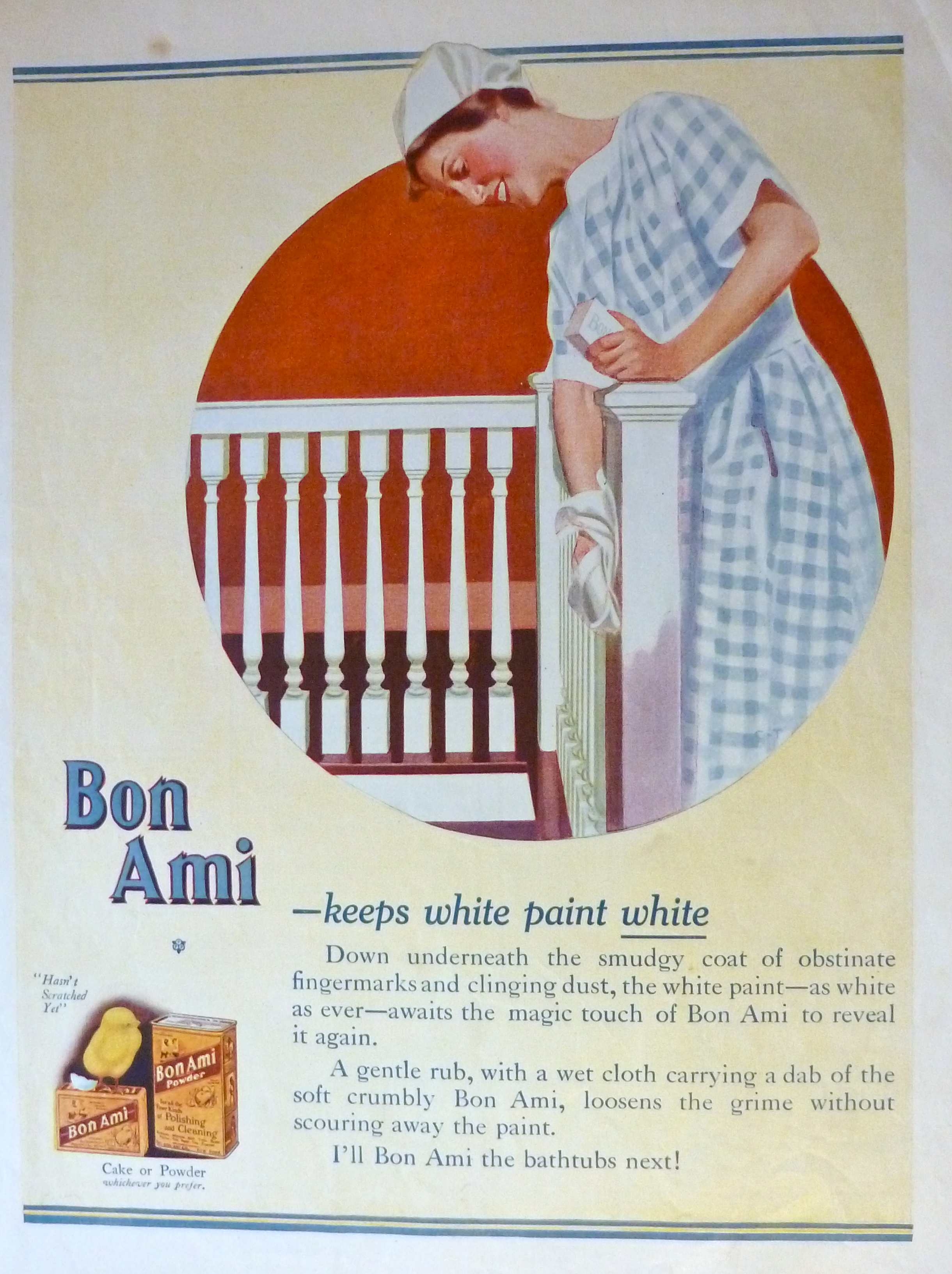 1921 Bon Ami with Woman Cleaning Railing