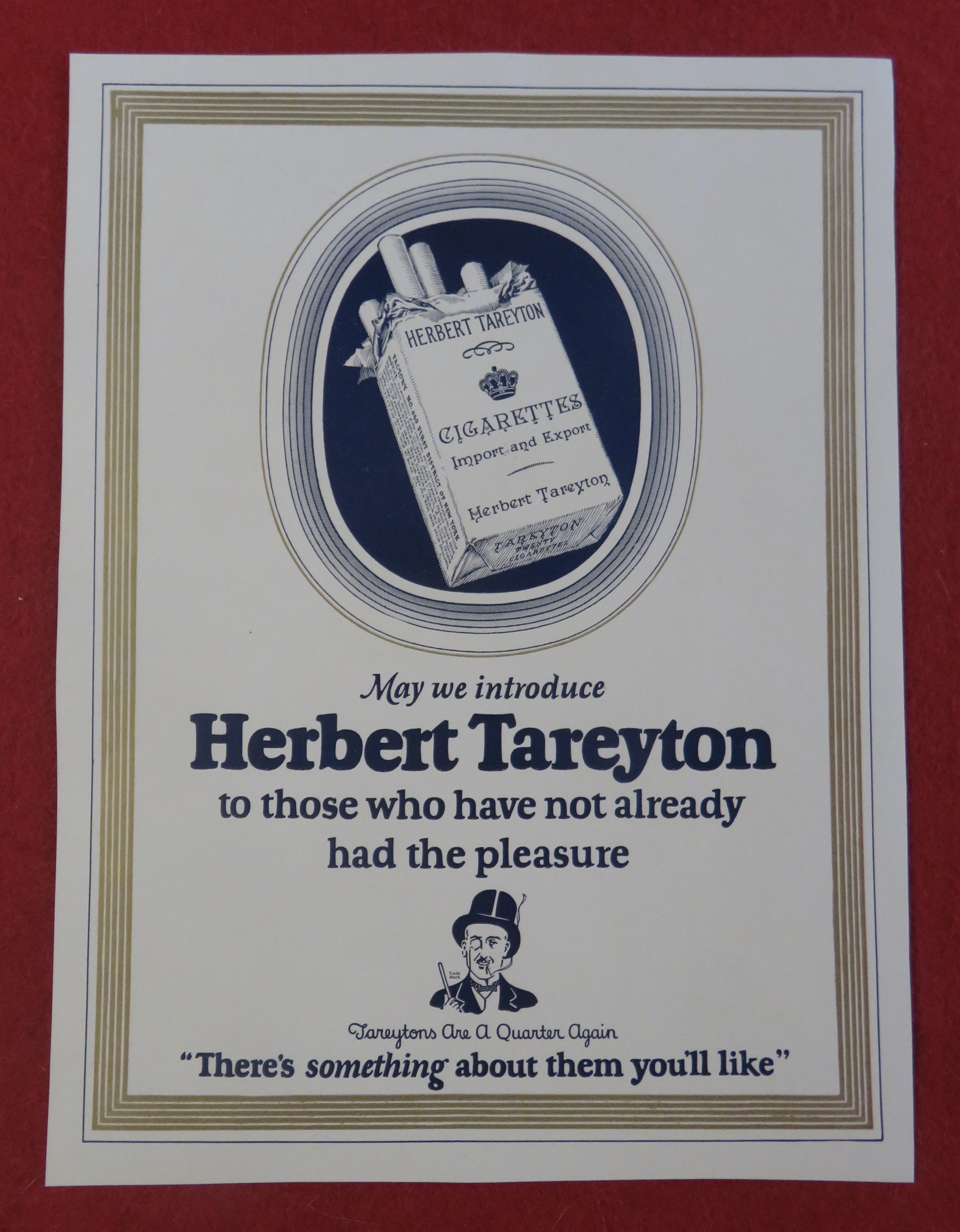 1920's Herbert Tareyton Cigarettes w/Pack of Cigarettes