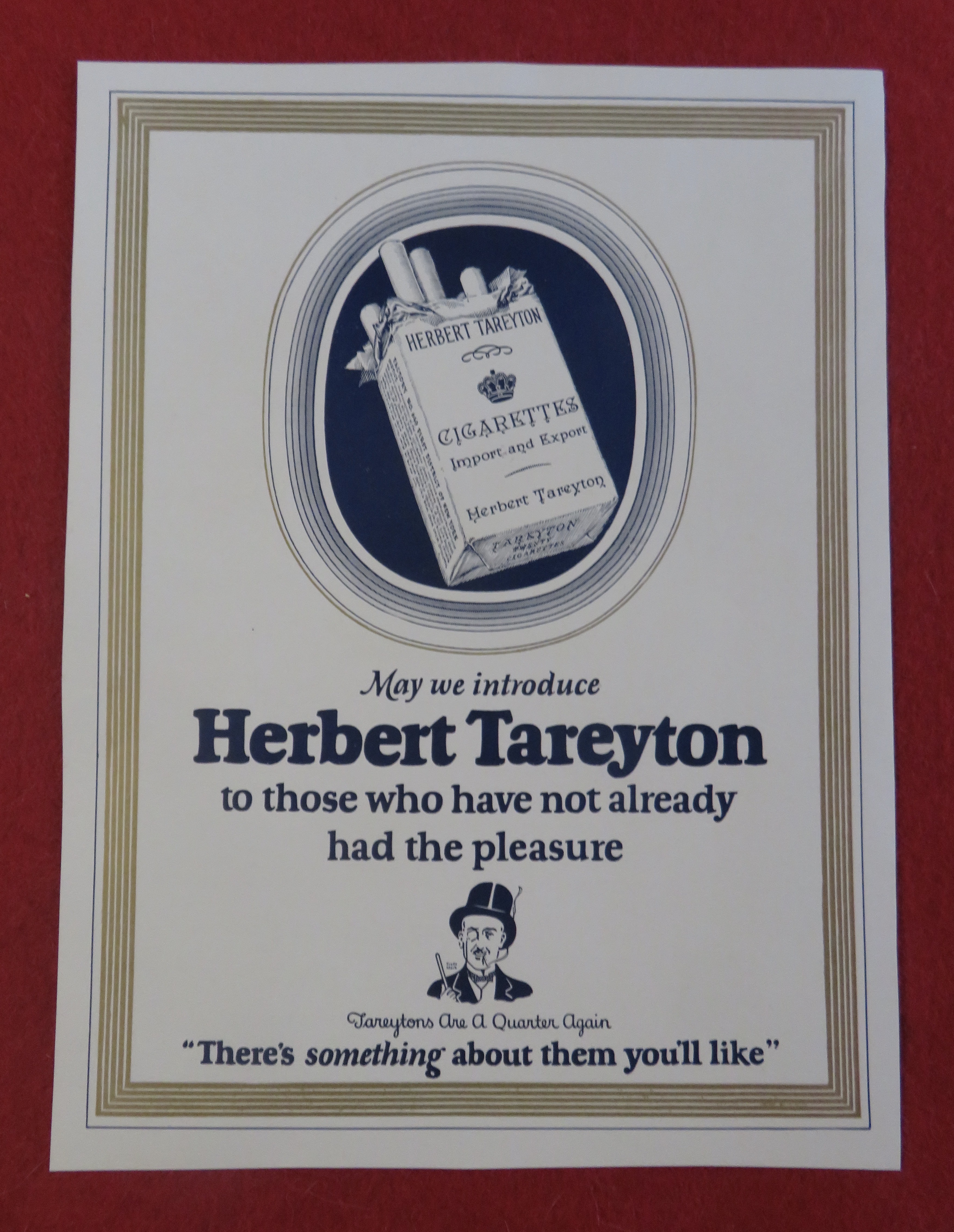 1920's Herbert Tareyton Cigarettes w/Pack of Cigarettes