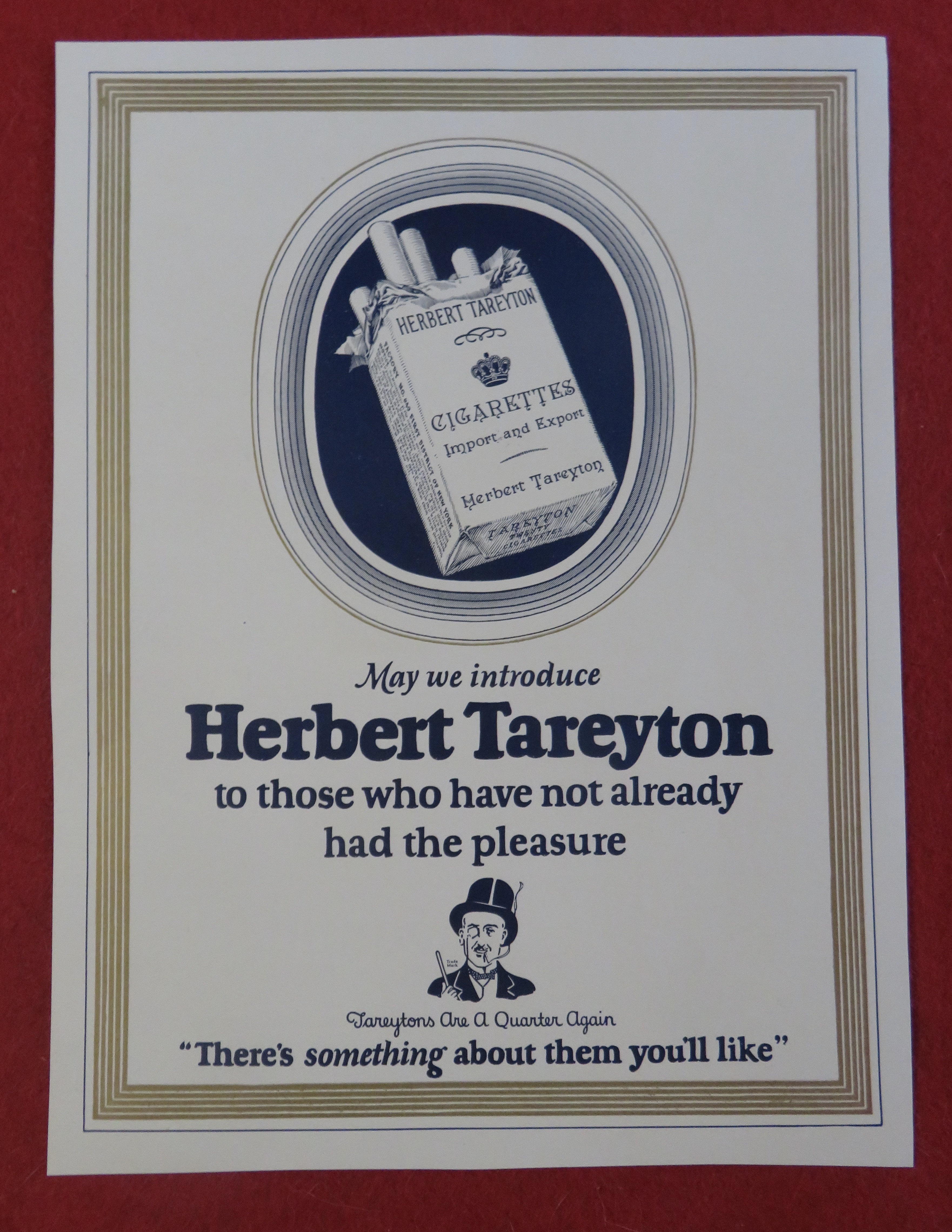 1920's Herbert Tareyton Cigarettes w/Pack of Cigarettes