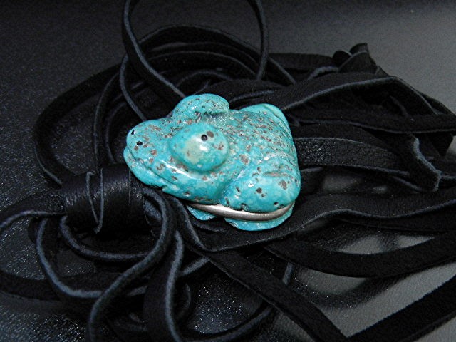 Native American Carved Turquoise Frog Stacey Turpen