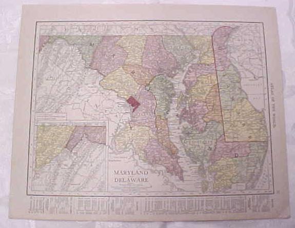 Antique Map Maryland Delaware Baltimore 1917 Rand