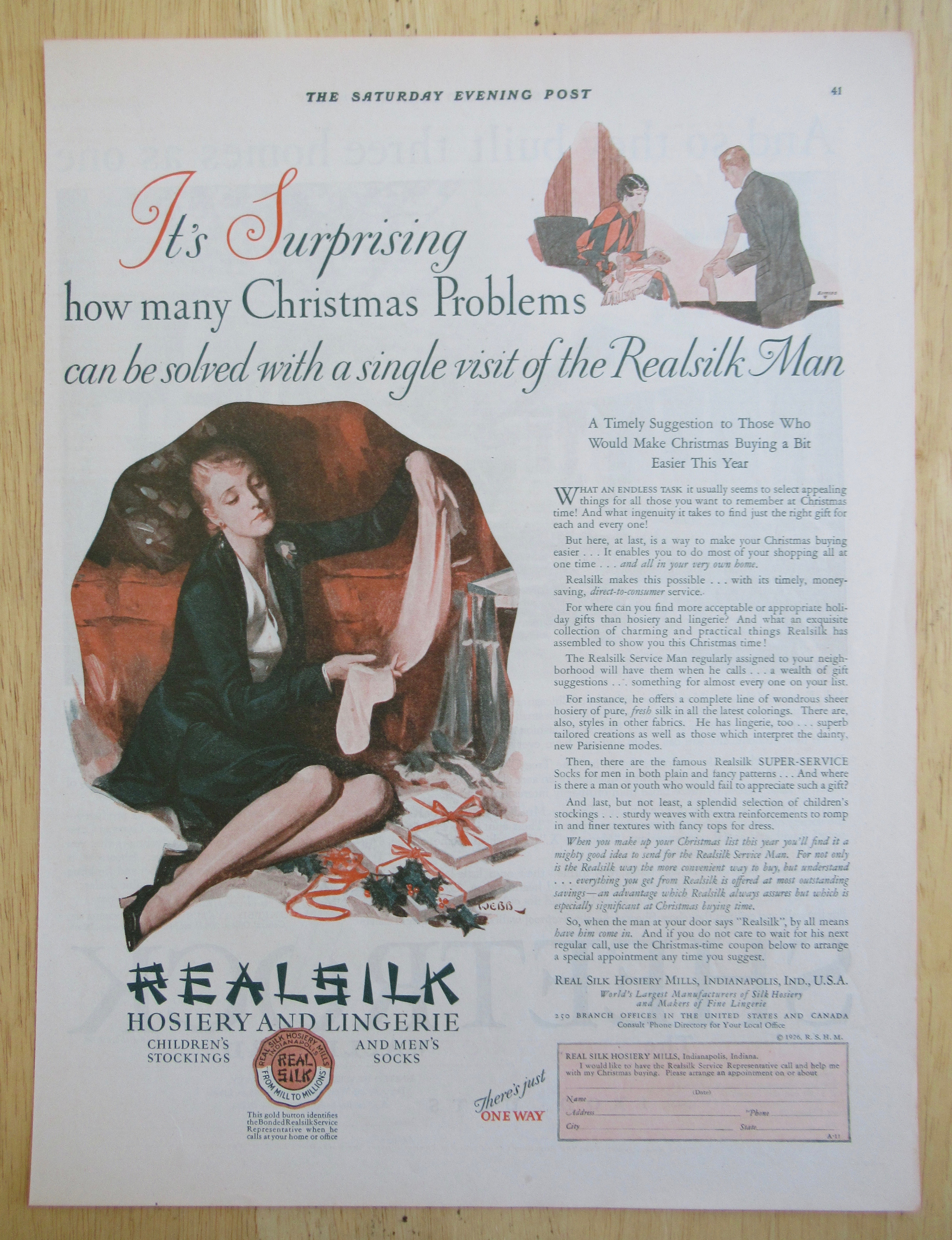 1926 Realsilk Hosiery & Lingerie with Woman & Pantyhose
