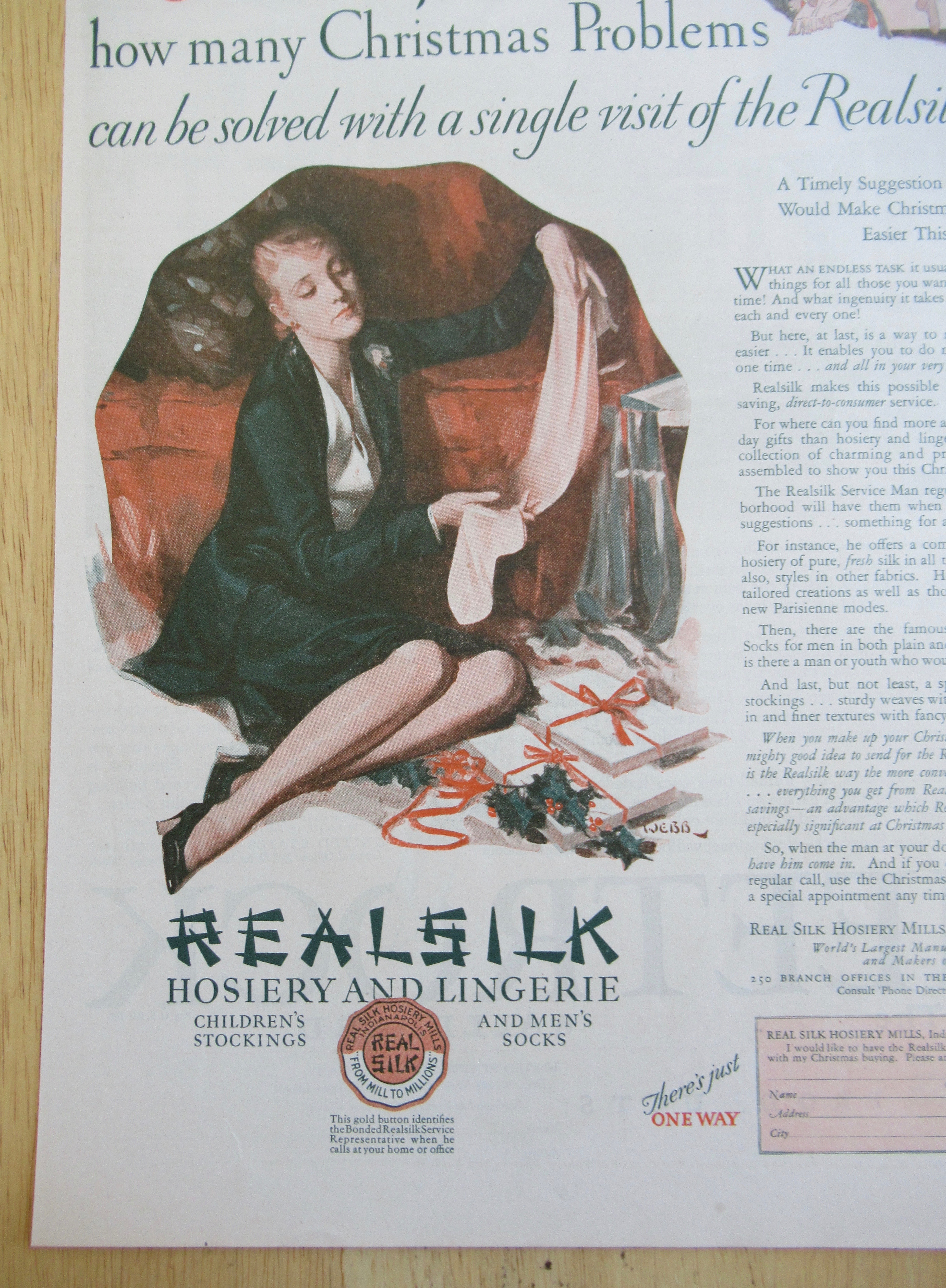1926 Realsilk Hosiery & Lingerie with Woman & Pantyhose