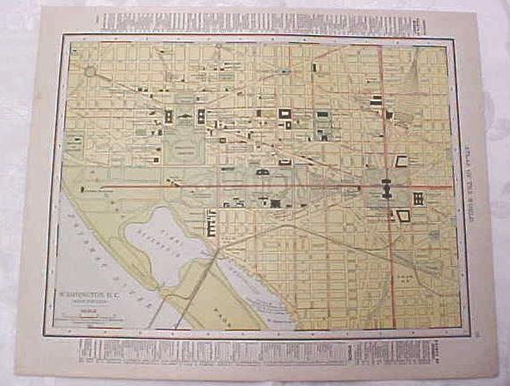 Antique Map Washington DC Virginia 1917 Rand McNally