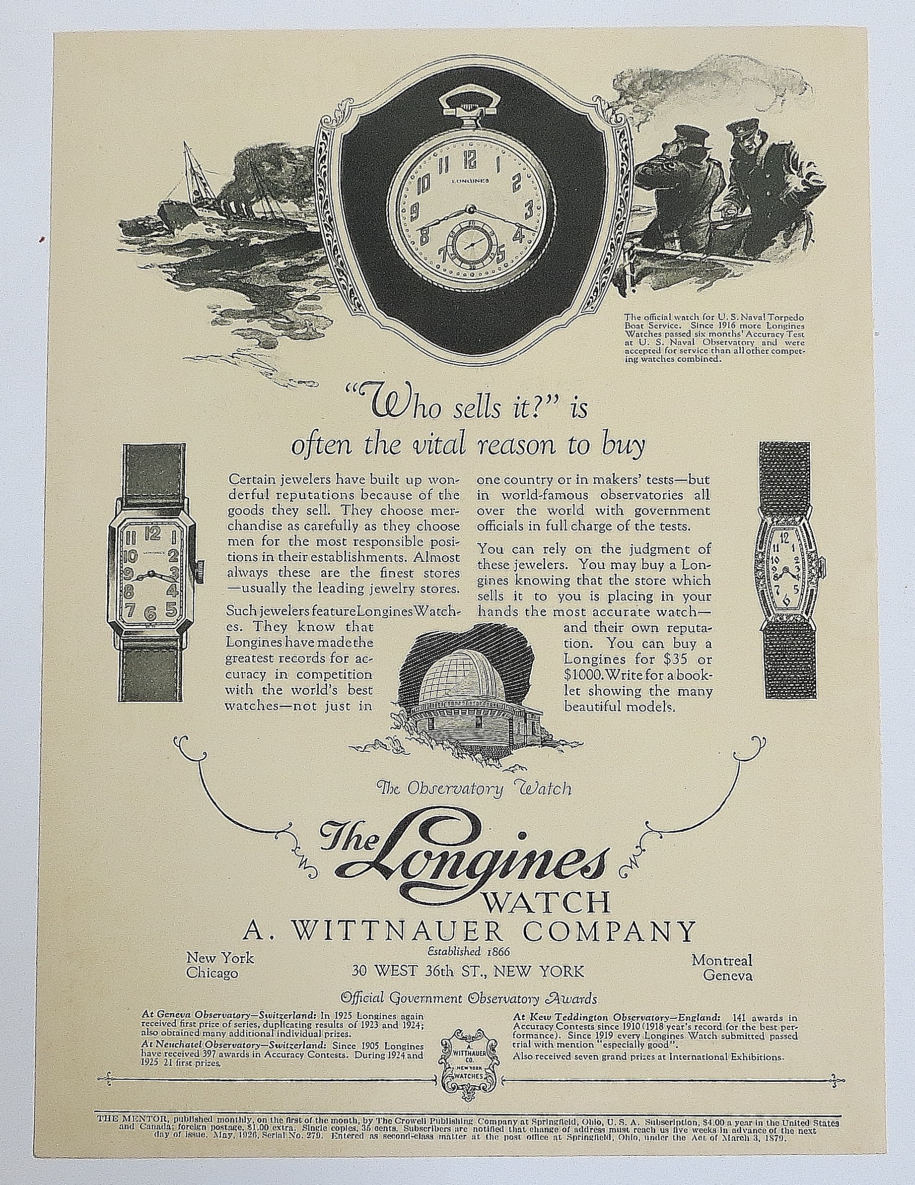 1926 Longines Watch With Watches