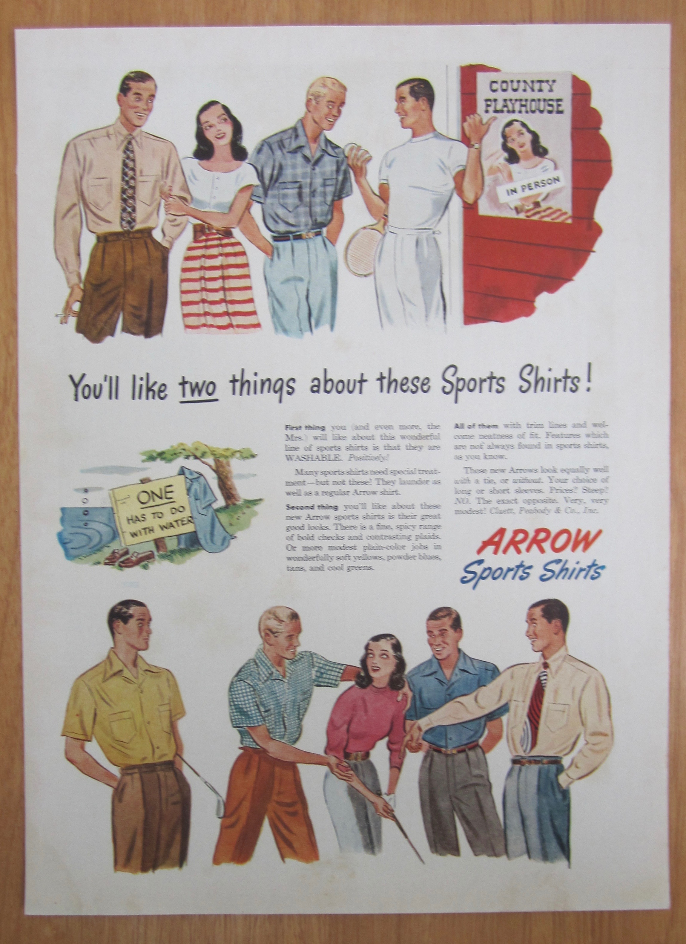 1946 Arrow Sports Shirts with Men Surrounding a Woman