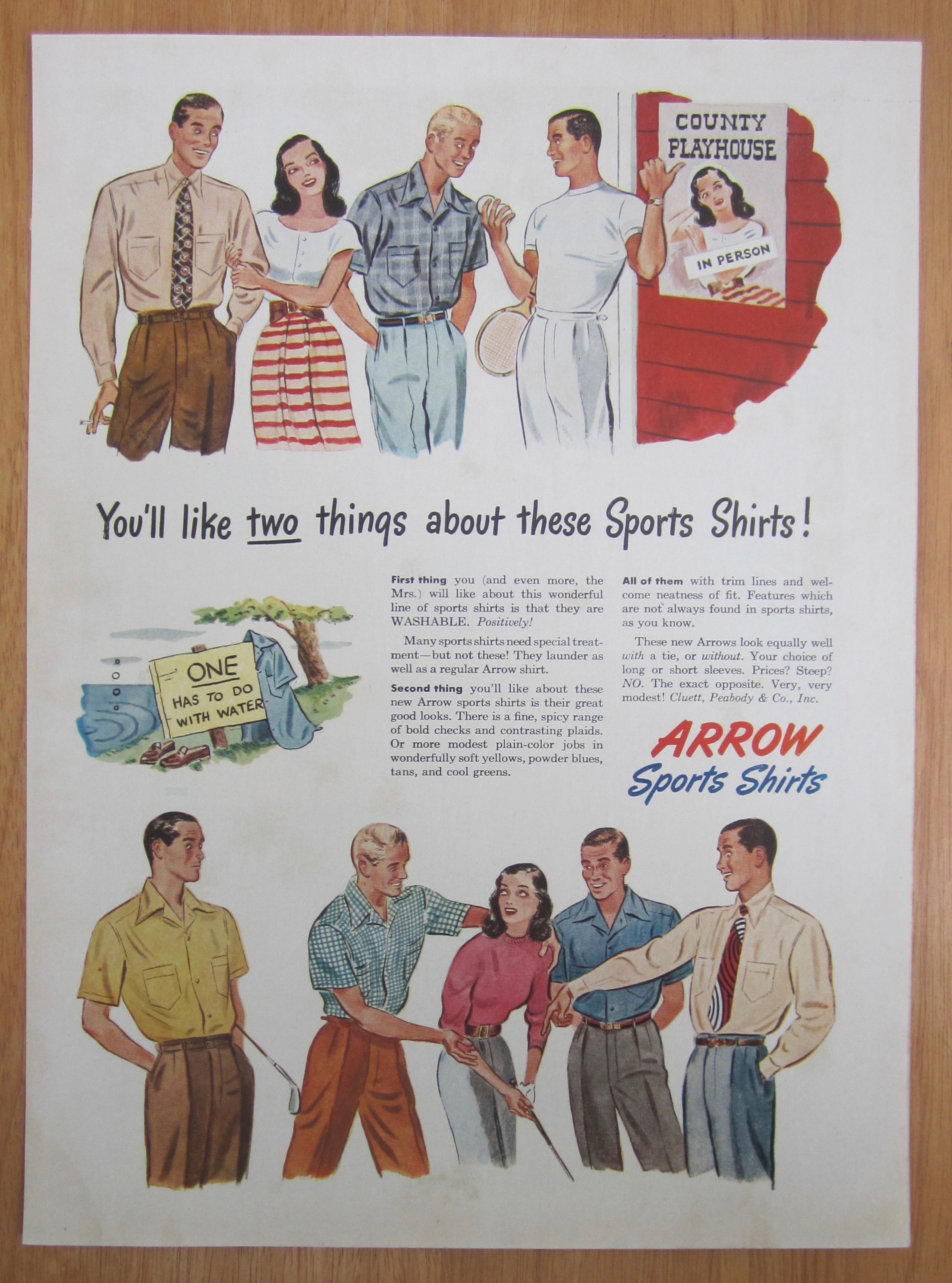 1946 Arrow Sports Shirts with Men Surrounding a Woman