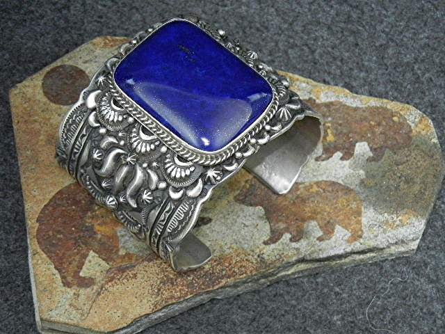 Darryl Becenti RIP Sterling Silver Lapis Bracelet