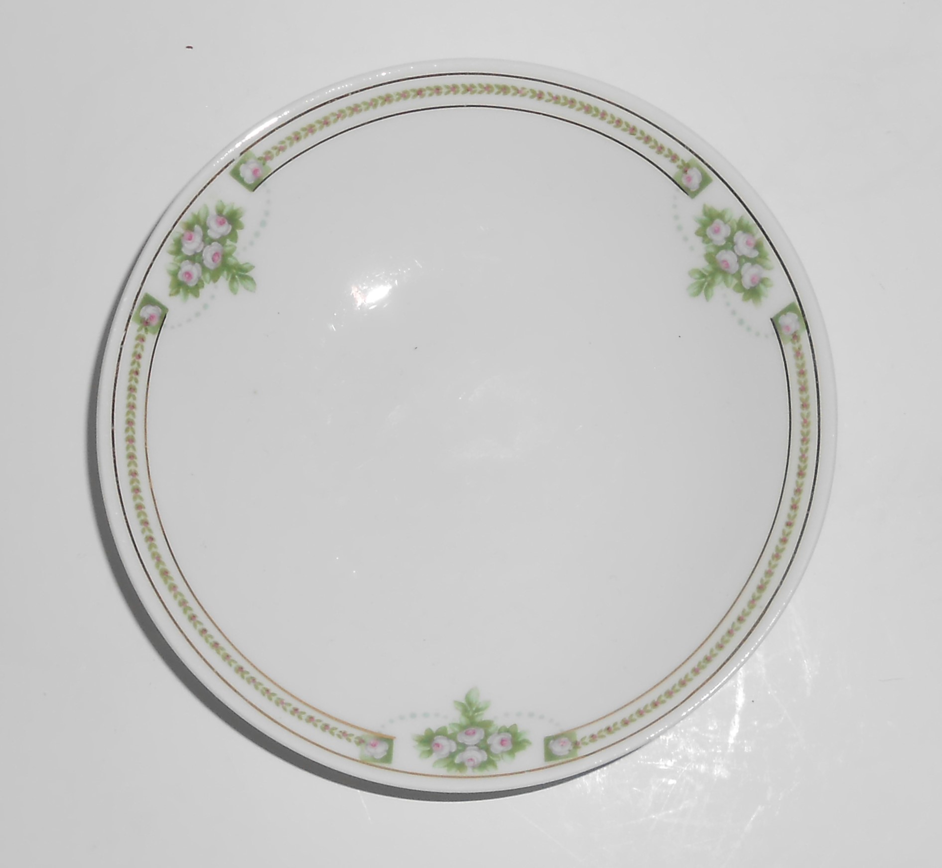 Weimar Porcelain China Green Laurel & Swags w/Pink Rose