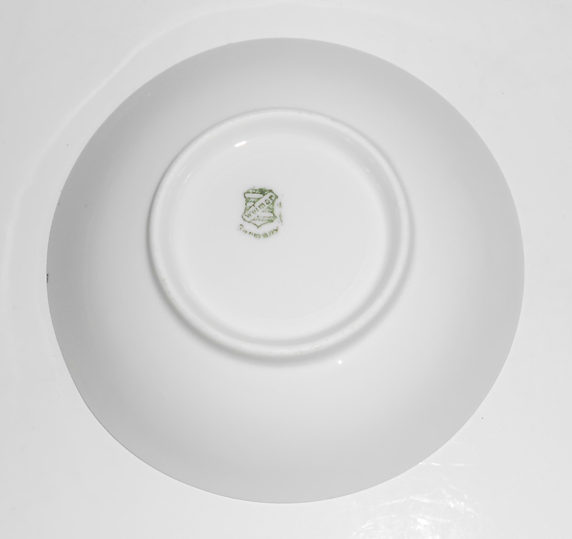 Weimar Porcelain China Green Laurel & Swags w/Pink Rose