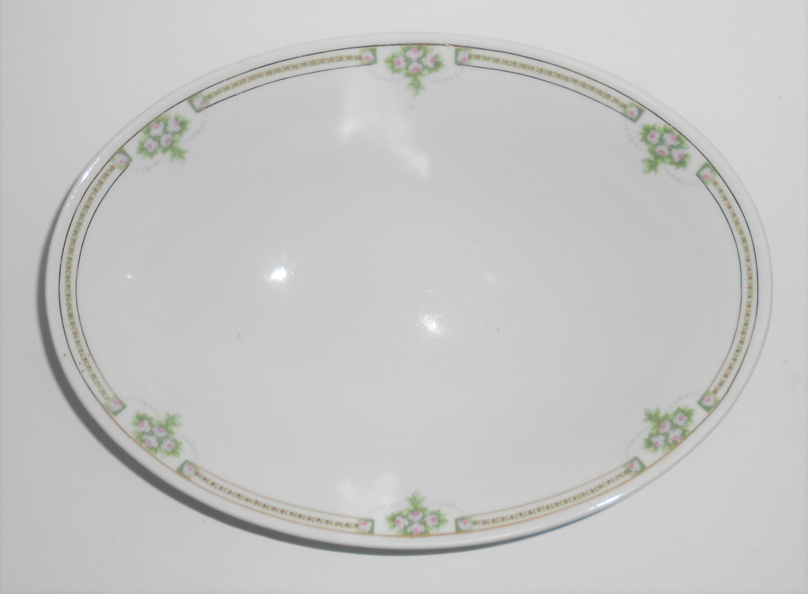 Weimar Porcelain China Green Laurel & Swags w/Pink Rose