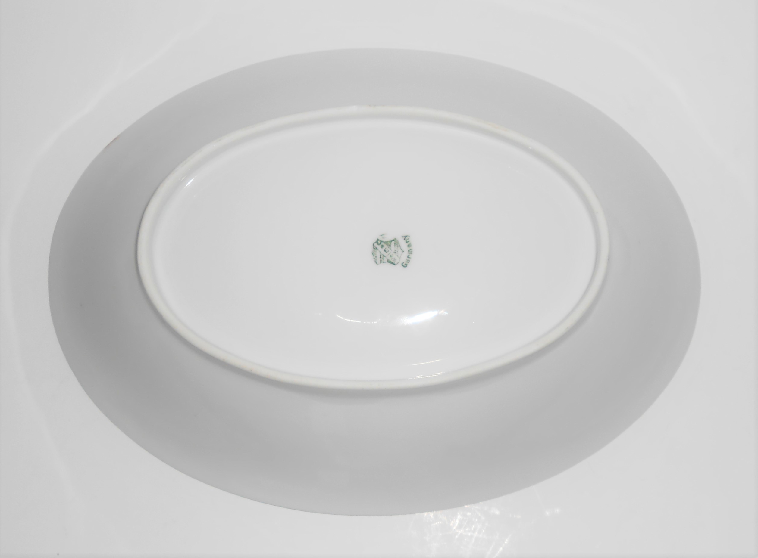 Weimar Porcelain China Green Laurel & Swags w/Pink Rose