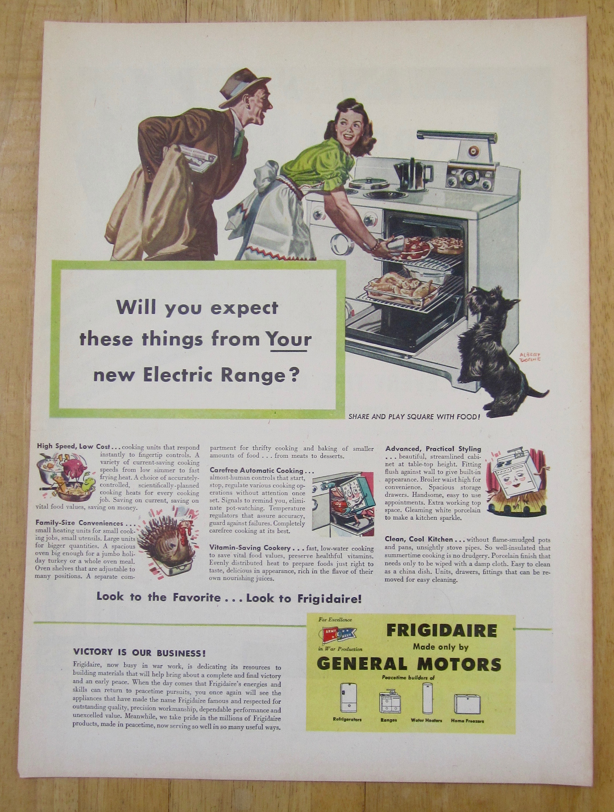1945 Frigidaire Electric Range with Woman Cooking