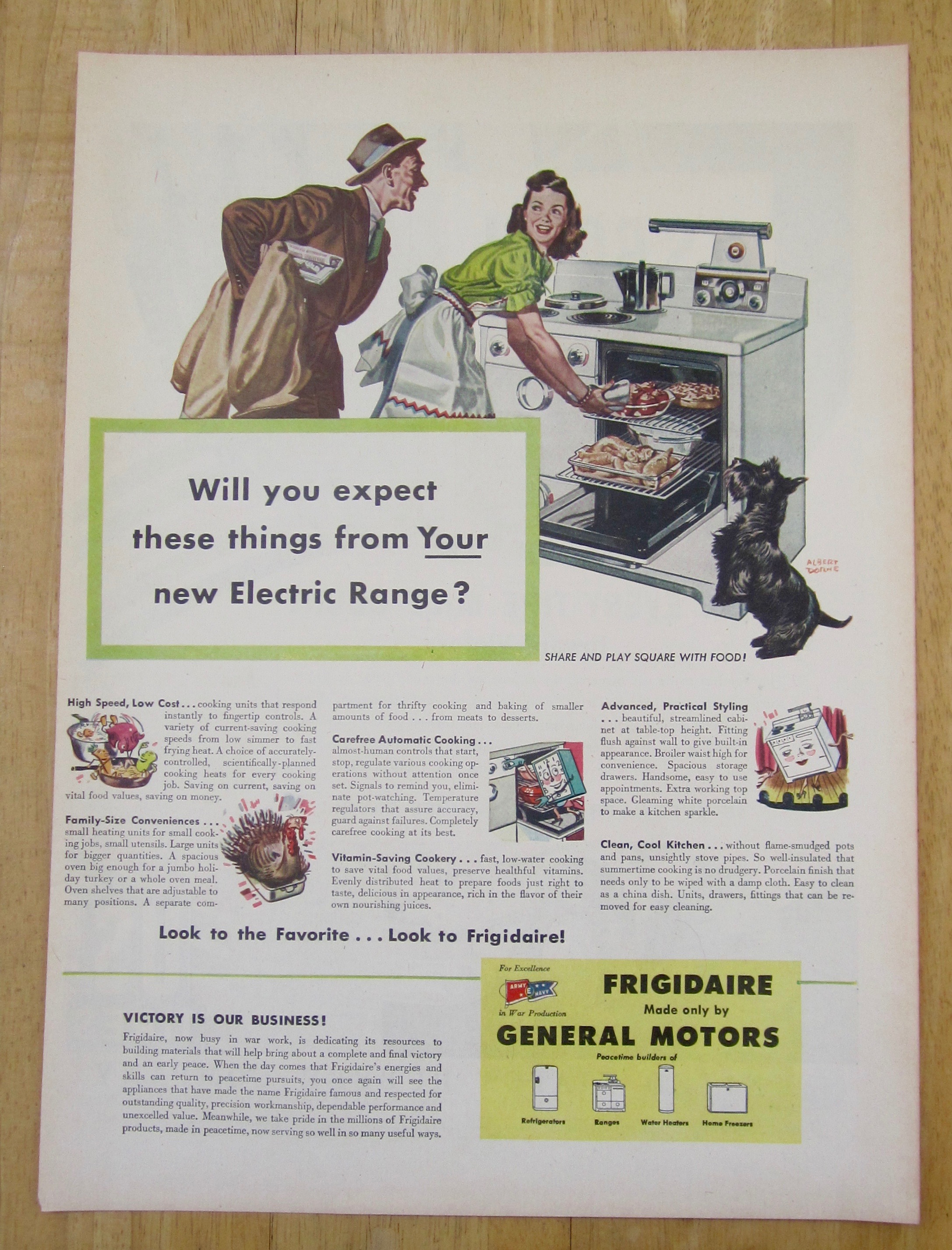 1945 Frigidaire Electric Range with Woman Cooking