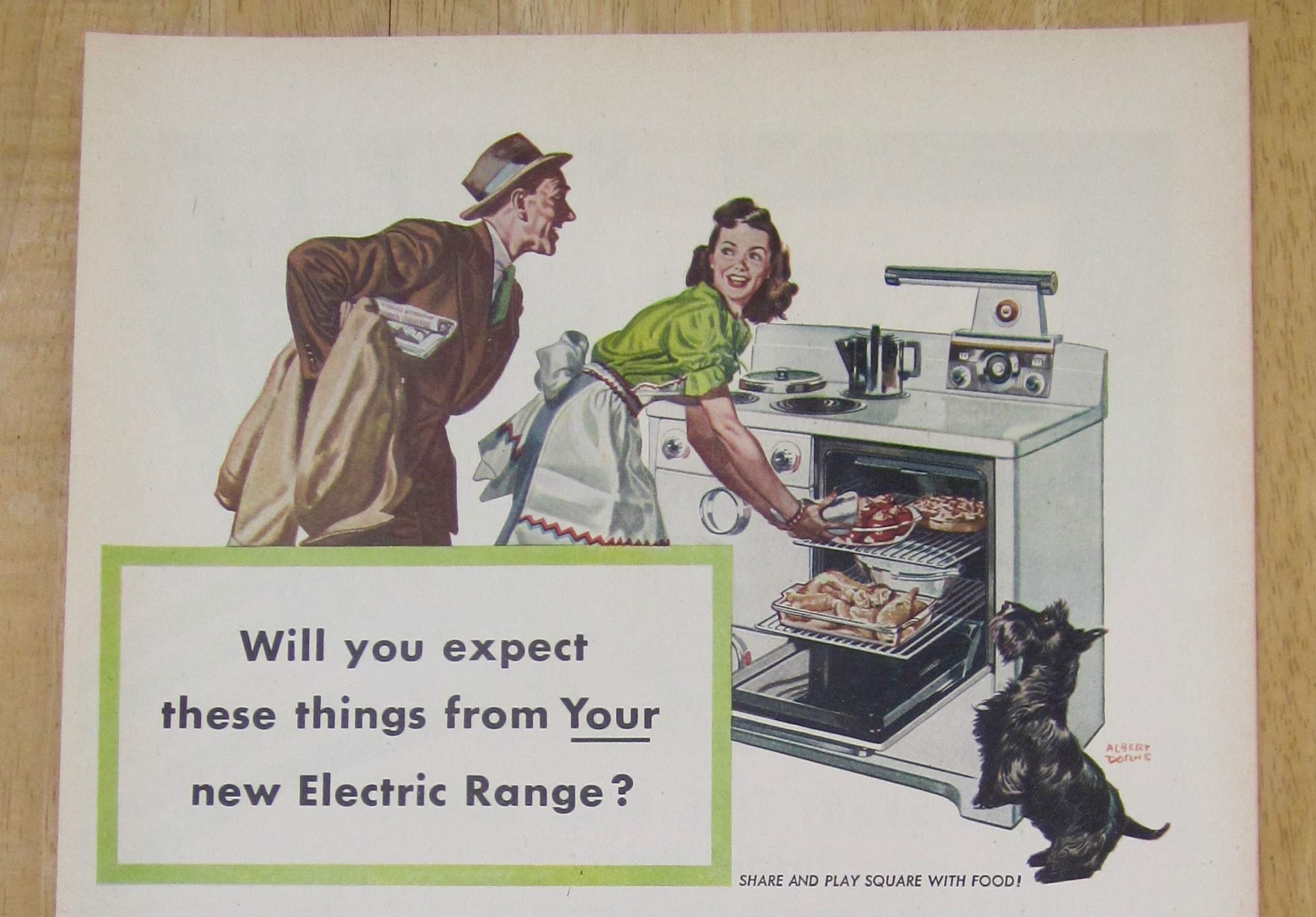 1945 Frigidaire Electric Range with Woman Cooking