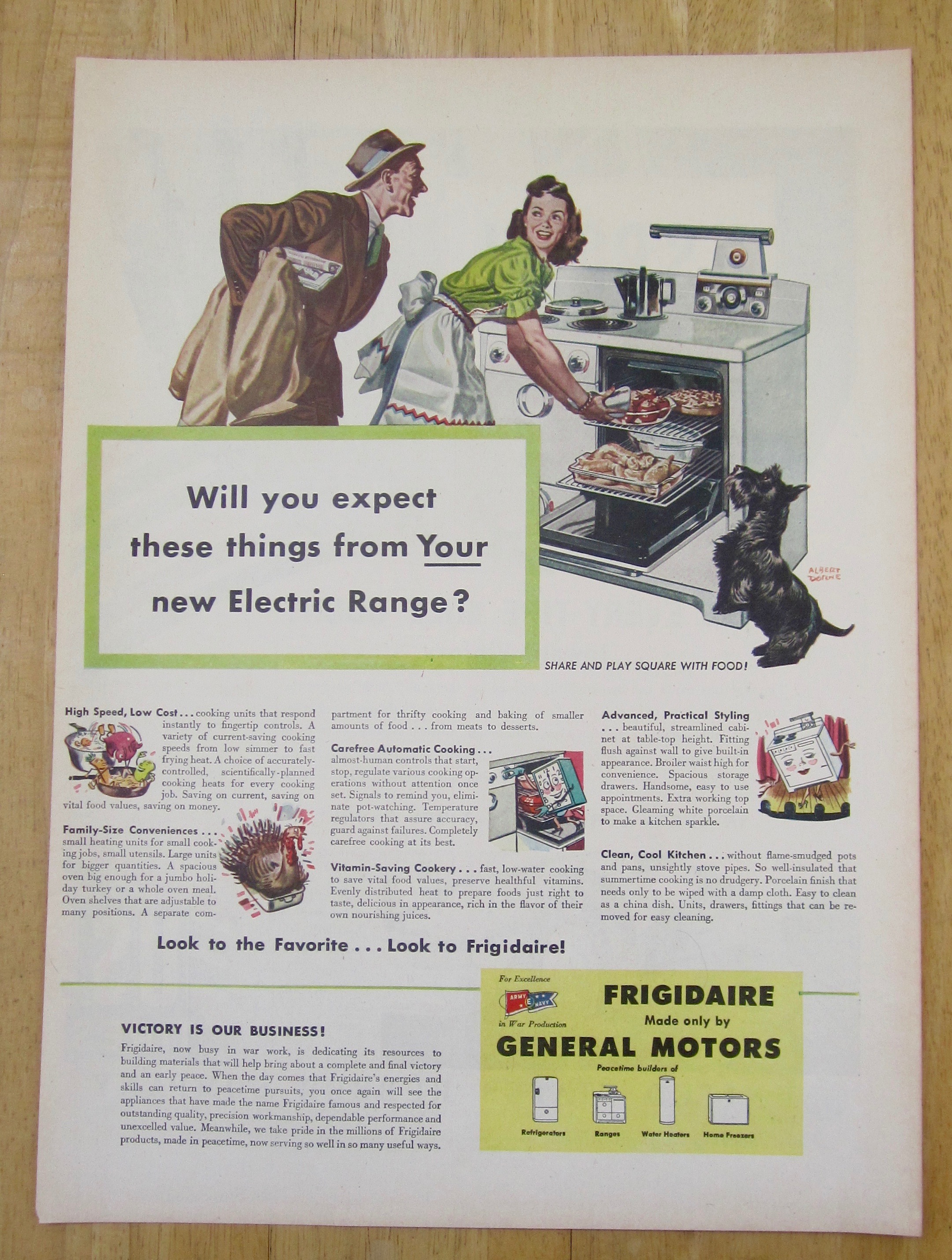 1945 Frigidaire Electric Range with Woman Cooking
