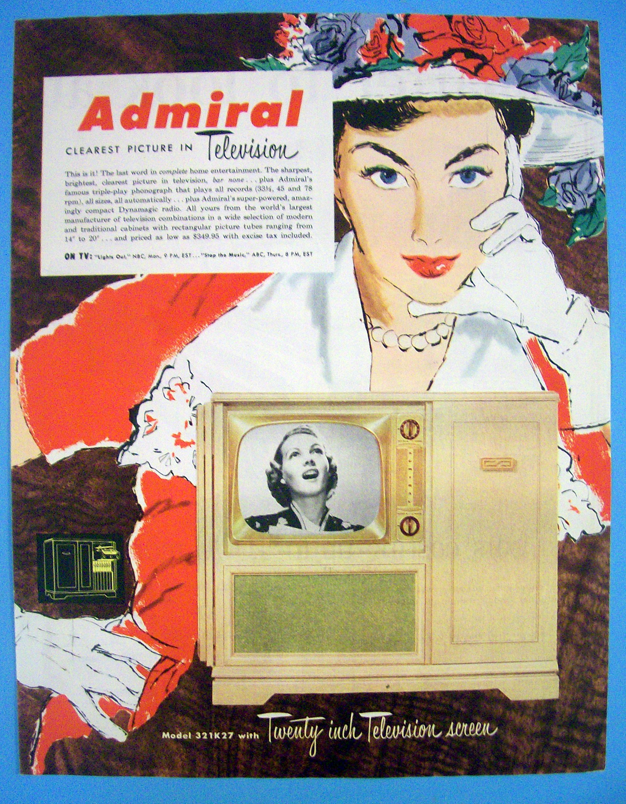 1951 Admiral Television with Lovely Woman
