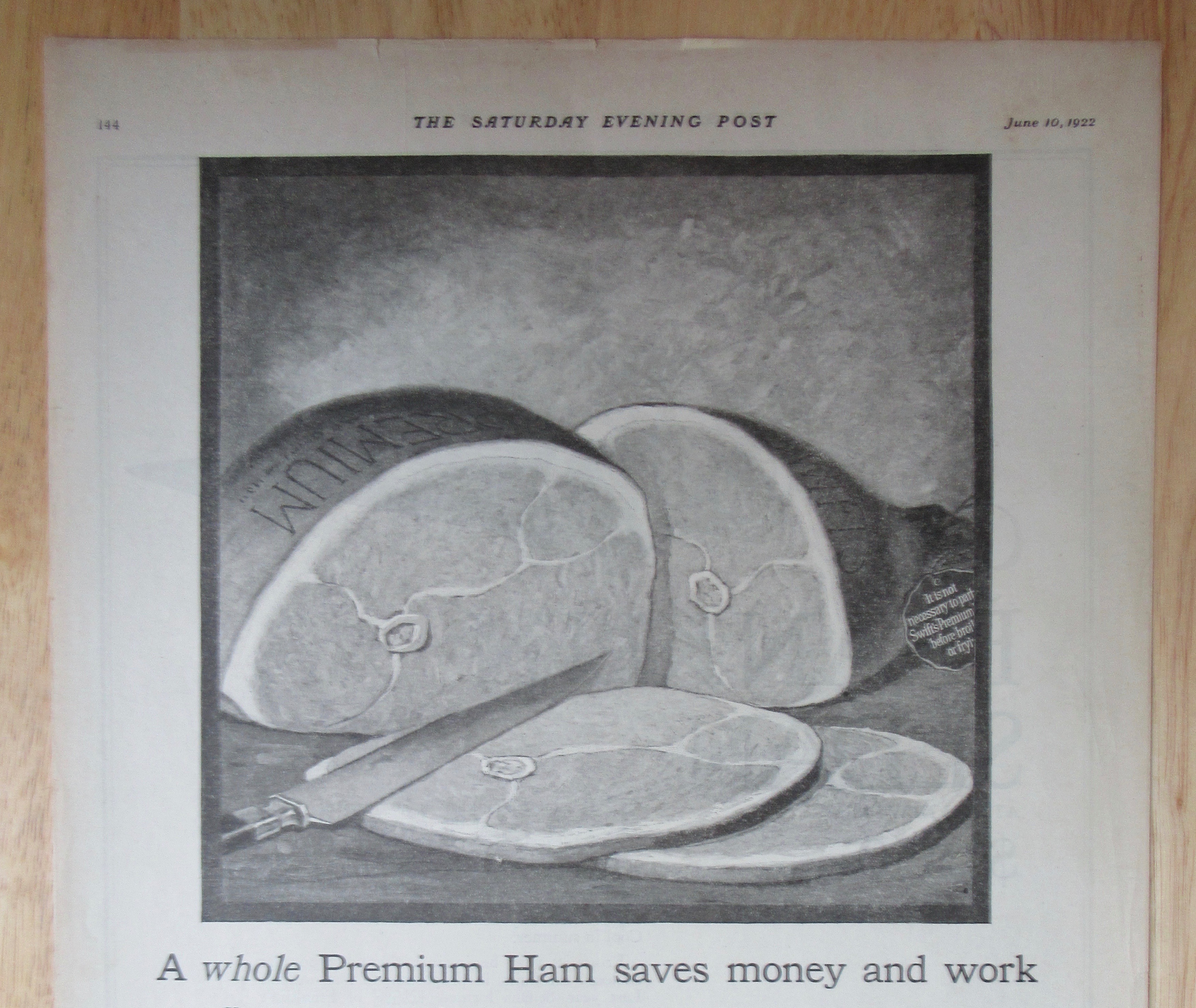 1922 Swift Premium Ham with Whole Sliced Ham