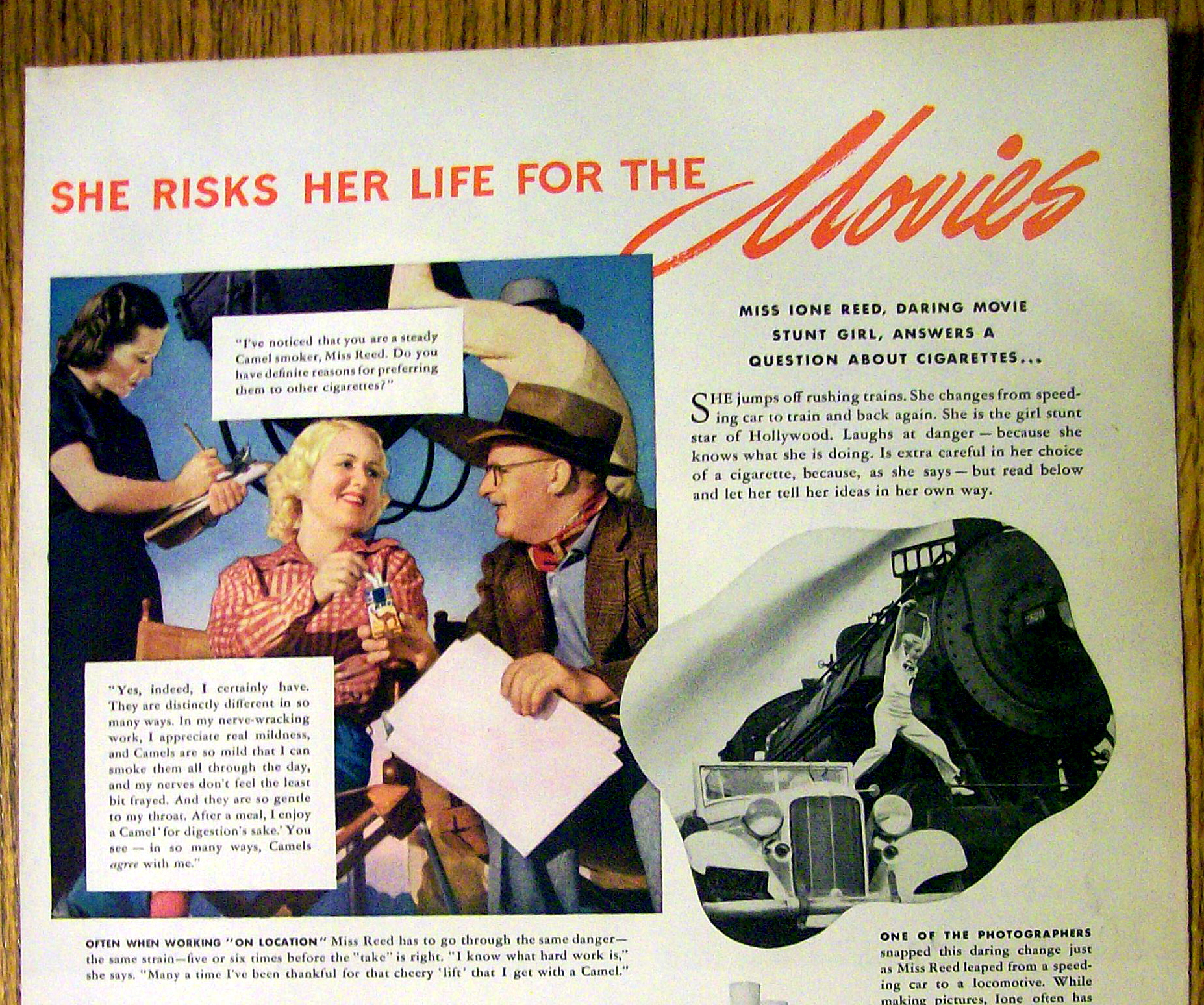 1938 Camel Cigarettes with Stunt Girl Ione Reed