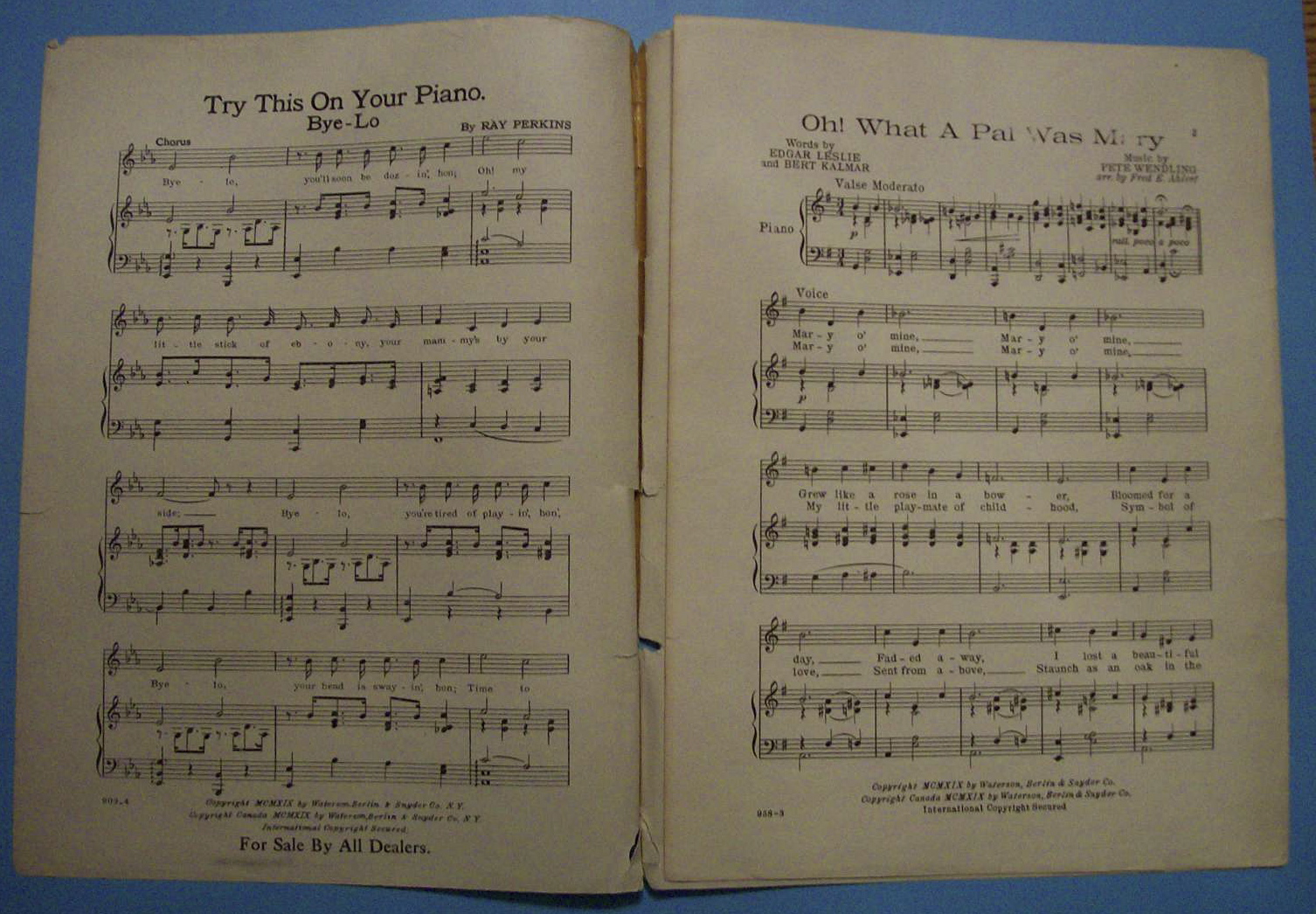 Sheet Music For 1919 Oh! What A Pal Was Mary