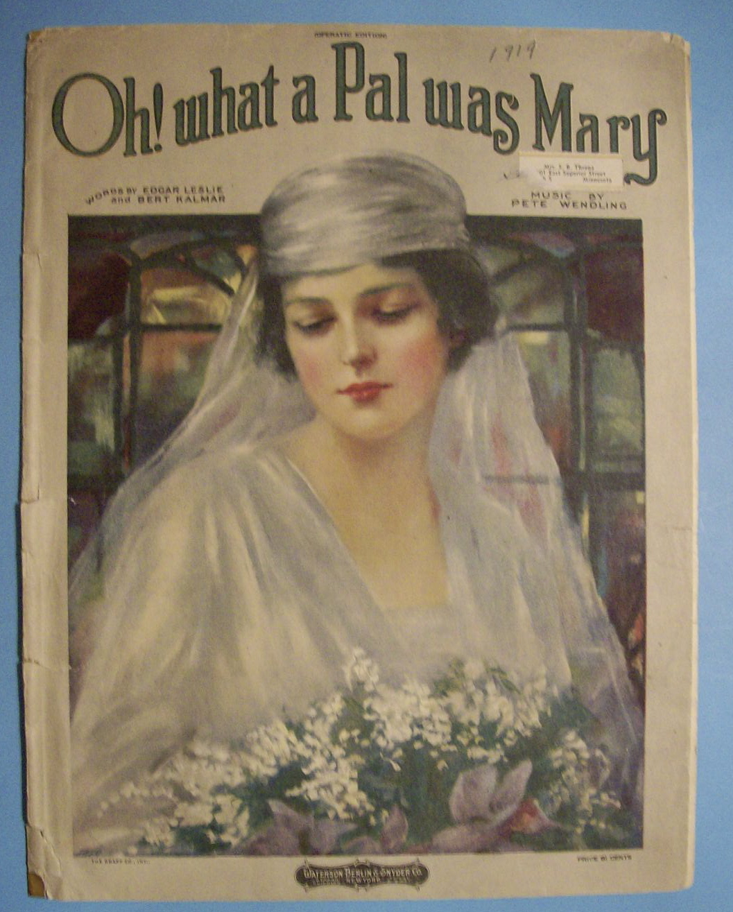 Sheet Music For 1919 Oh! What A Pal Was Mary