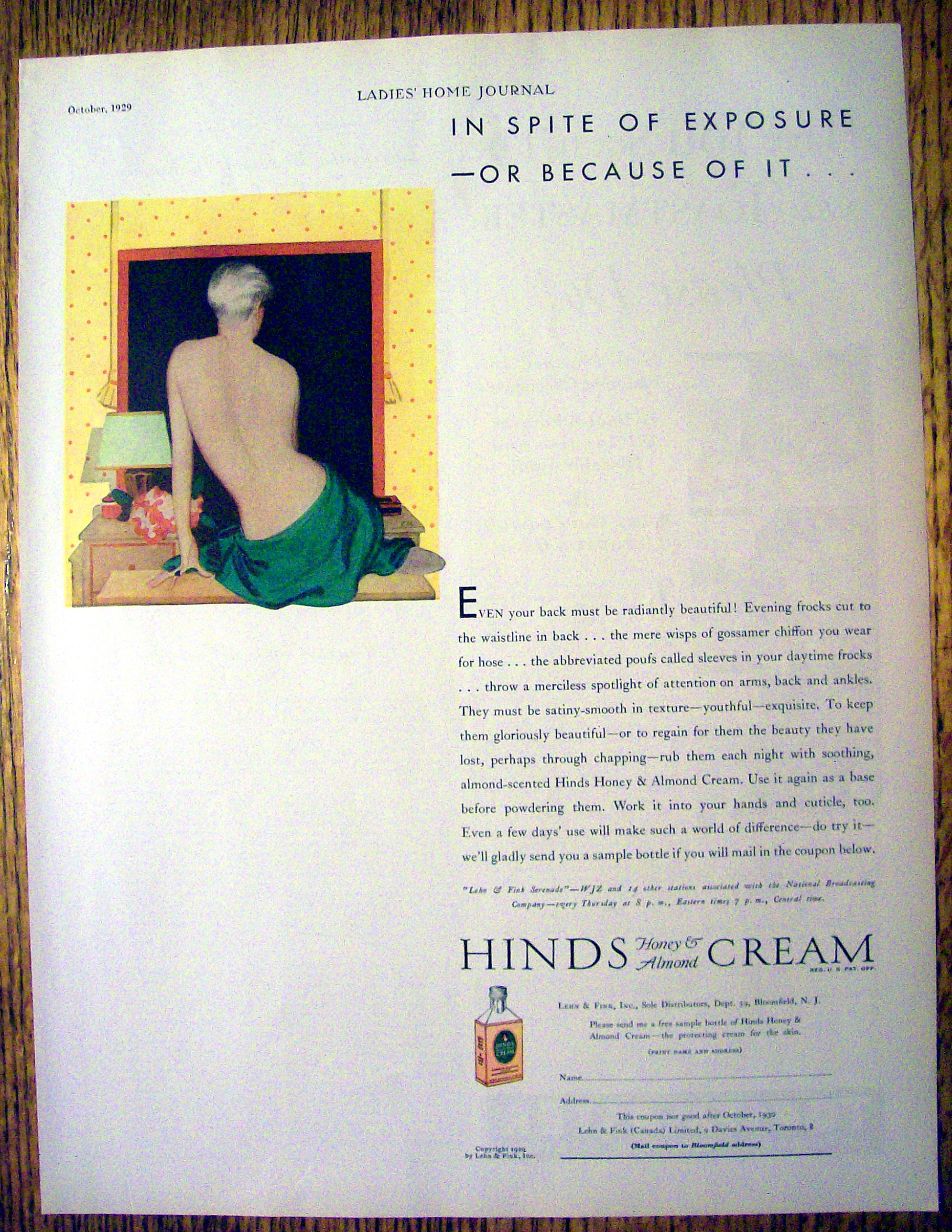 1929 Hinds Honey & Almond Cream