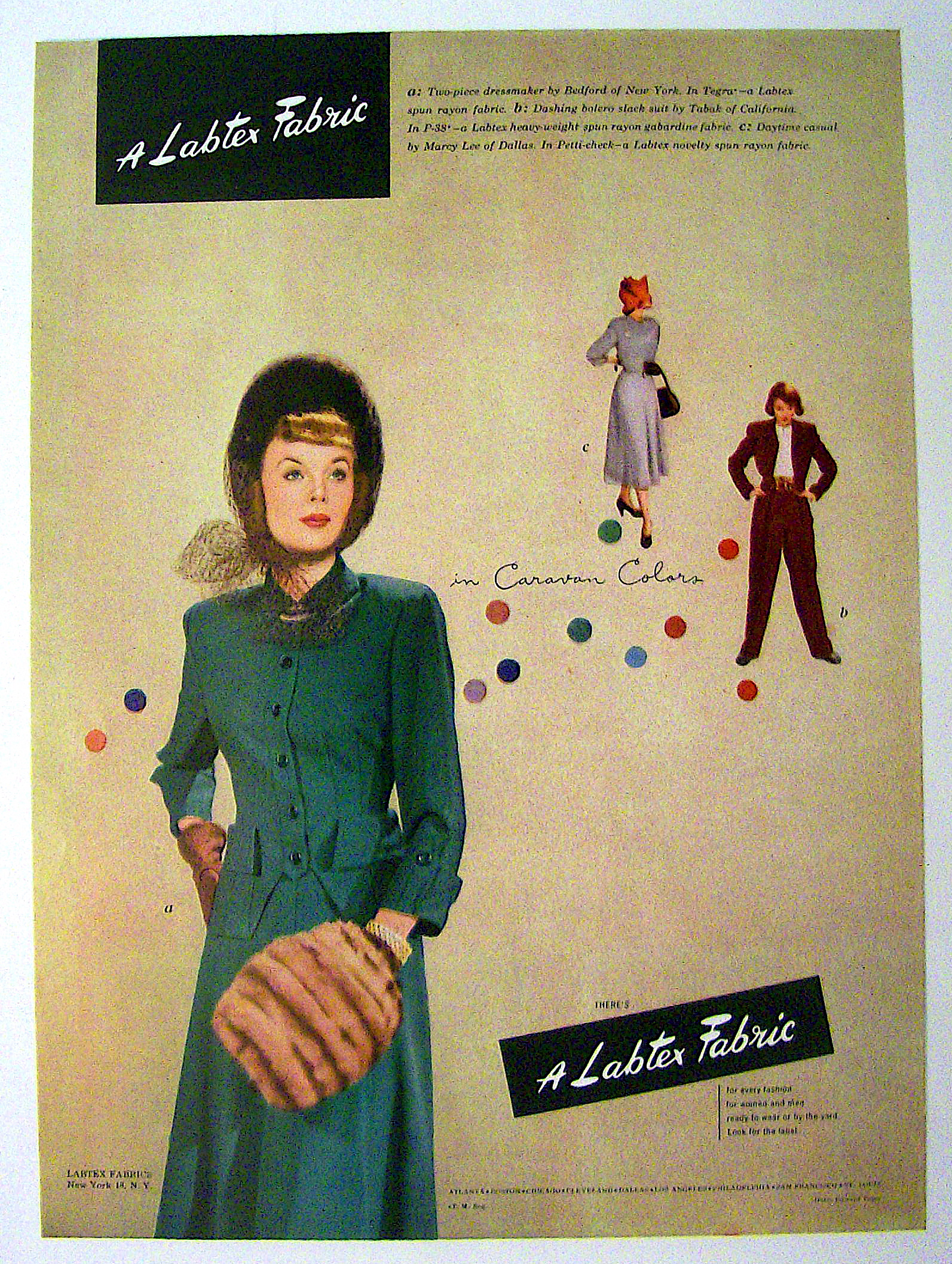 1948 Labtex Fabric w/2 Piece Green Dress