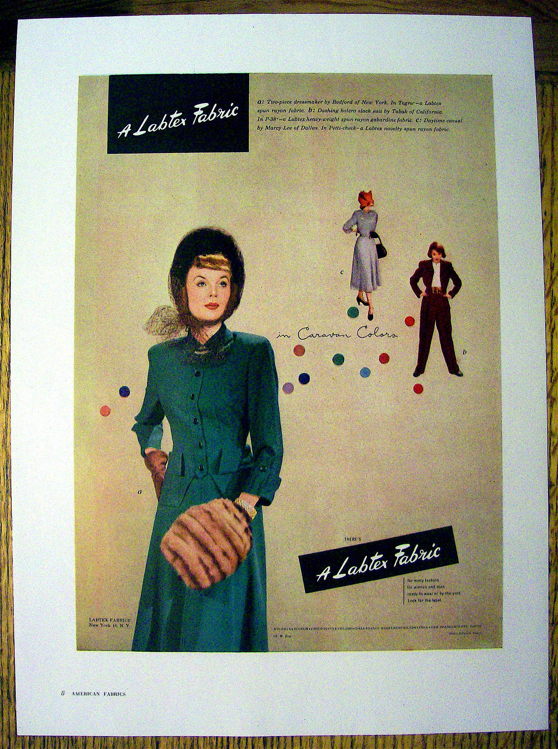 1948 Labtex Fabric w/2 Piece Green Dress