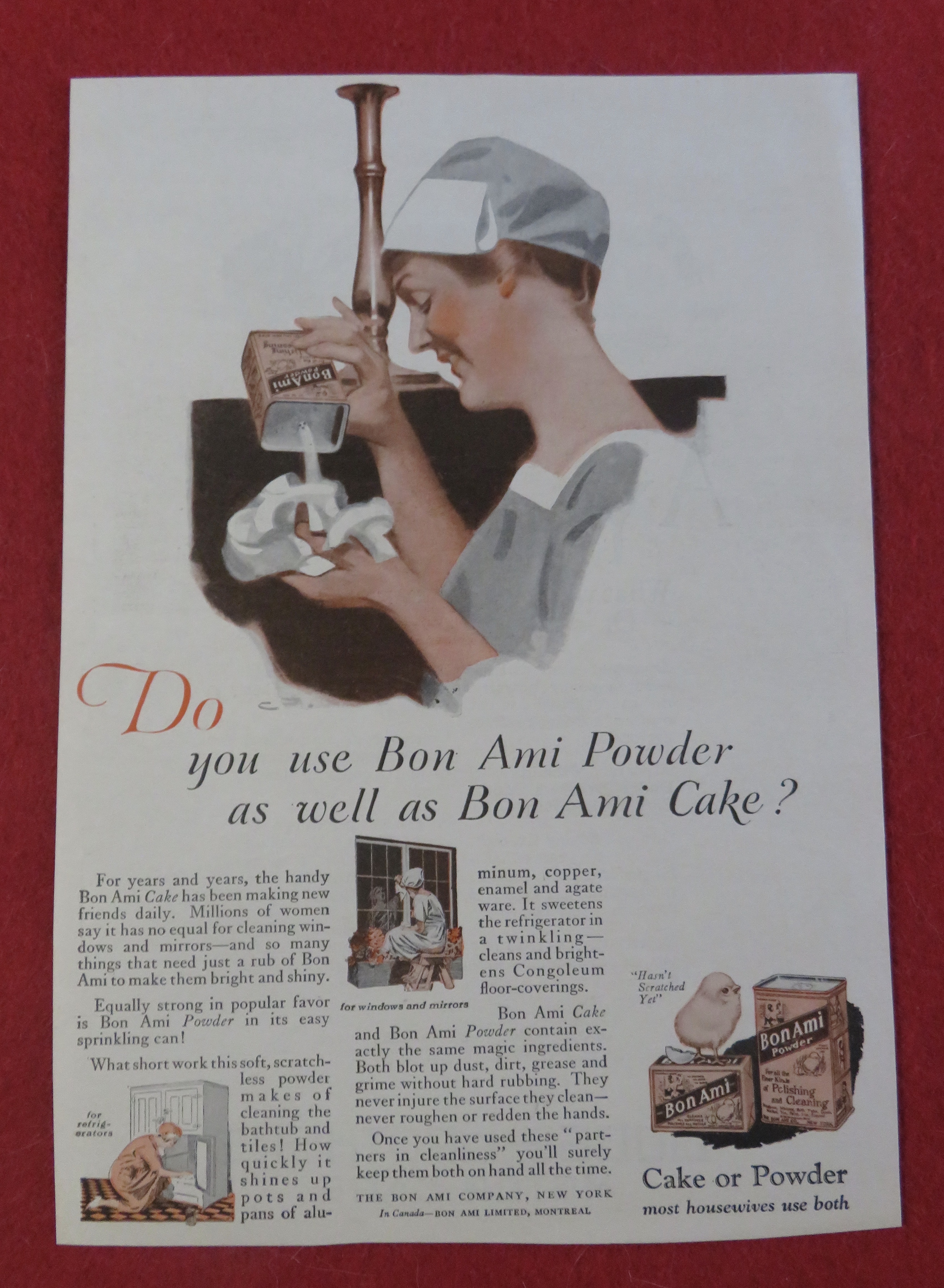 1920's Bon Ami Cake or Powder with Woman Cleaning